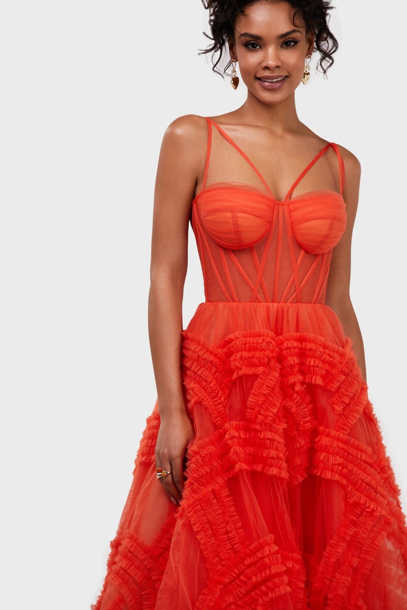 Tangerine Tulle Ornament Maxi Dress made by Milla