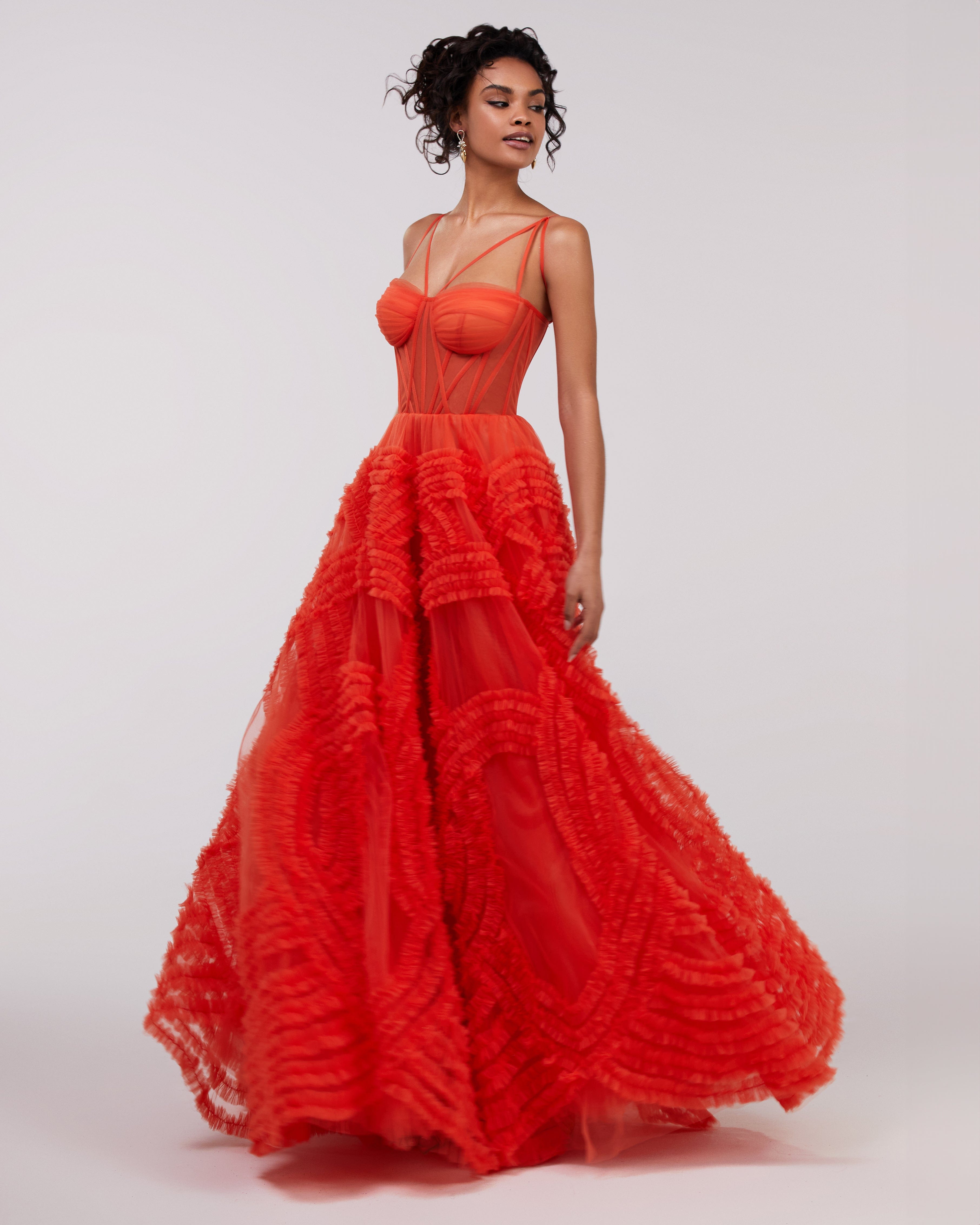 Tangerine Tulle Ornament Maxi Dress made by Milla