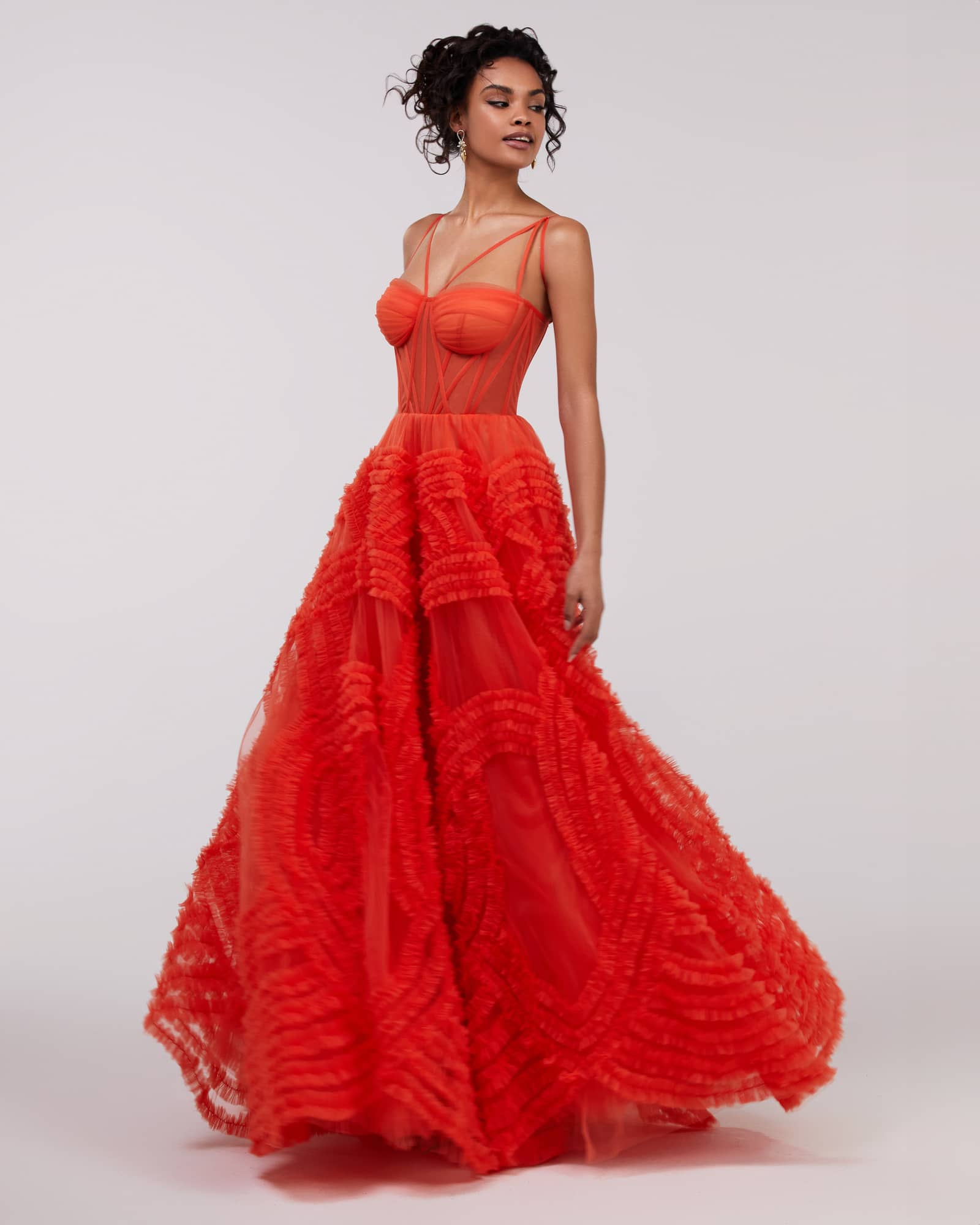 Tangerine Tulle Ornament Maxi Dress made by Milla