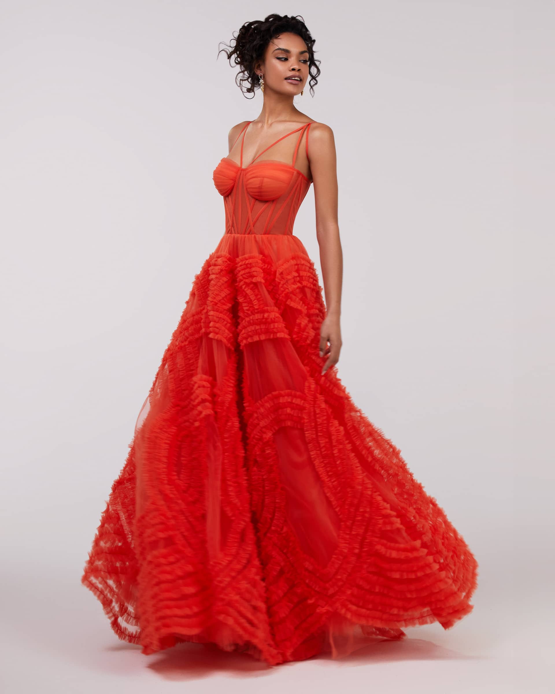 Tangerine Tulle Ornament Maxi Dress made by Milla