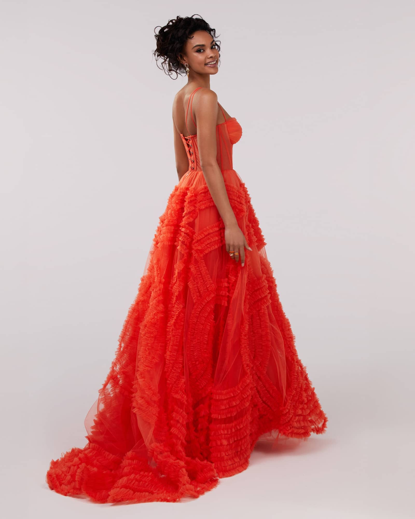 Tangerine Tulle Ornament Maxi Dress made by Milla