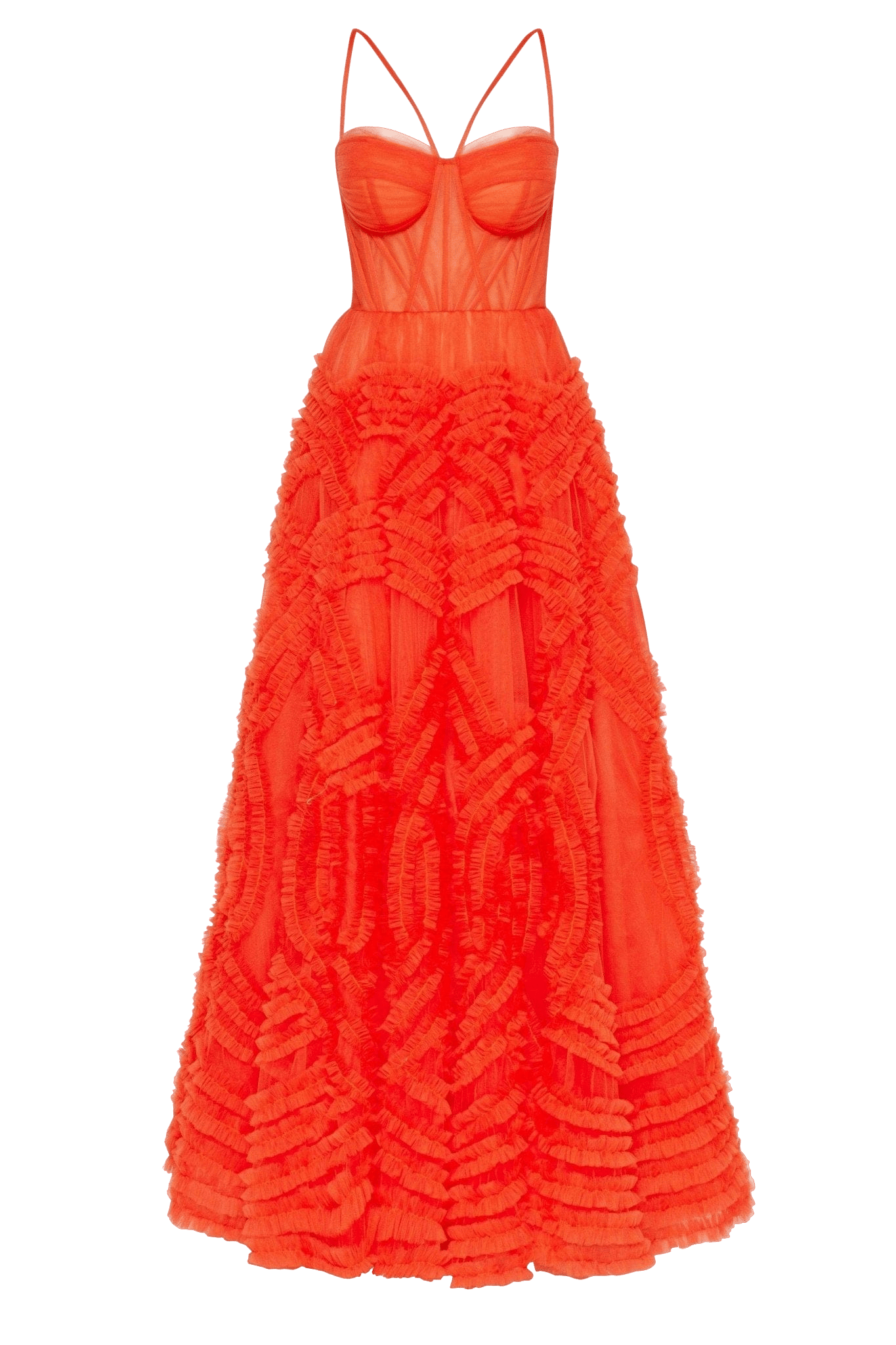 Tangerine Tulle Ornament Maxi Dress made by Milla