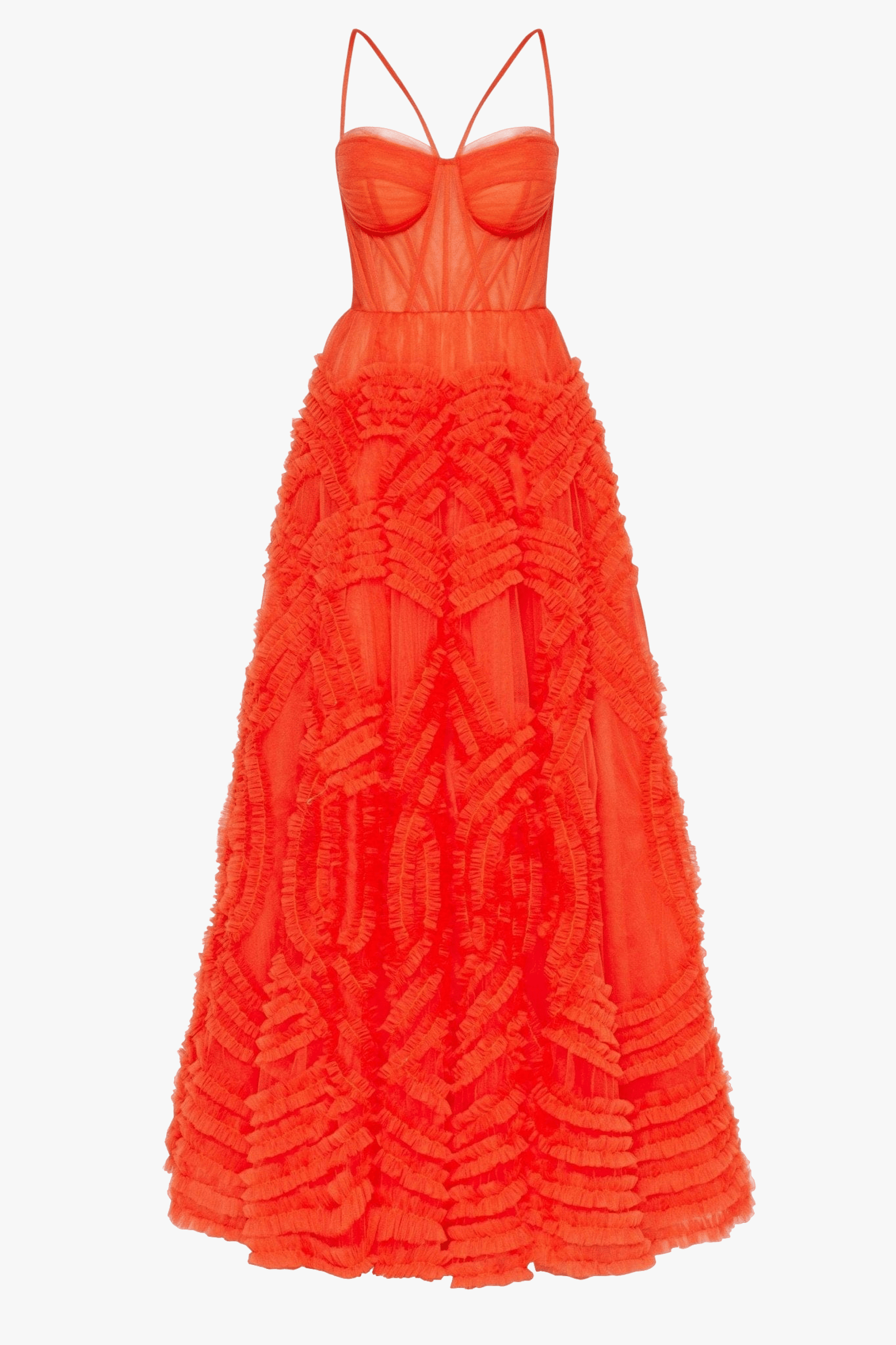 Tangerine Tulle Ornament Maxi Dress made by Milla