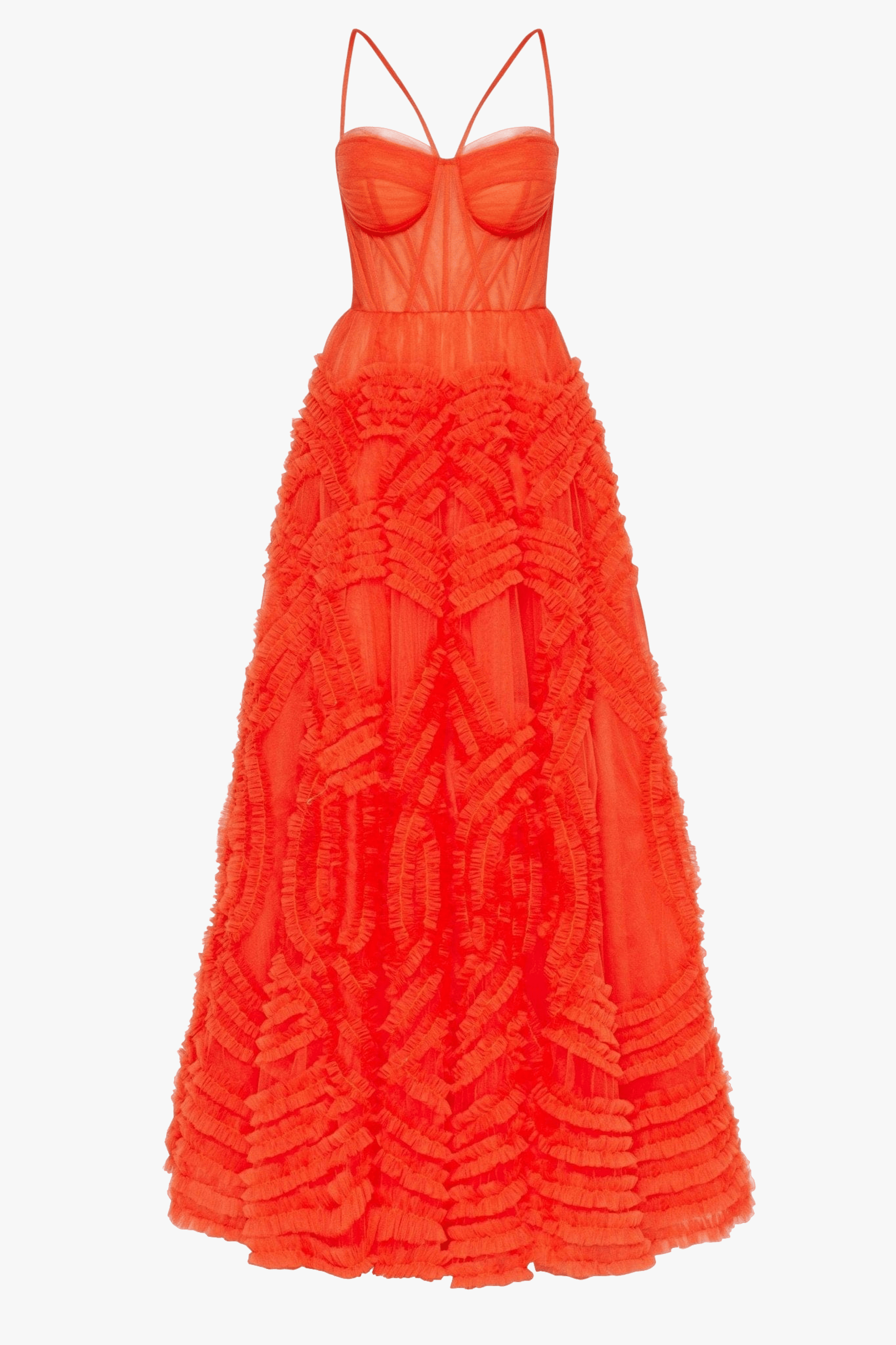 Tangerine Tulle Ornament Maxi Dress made by Milla