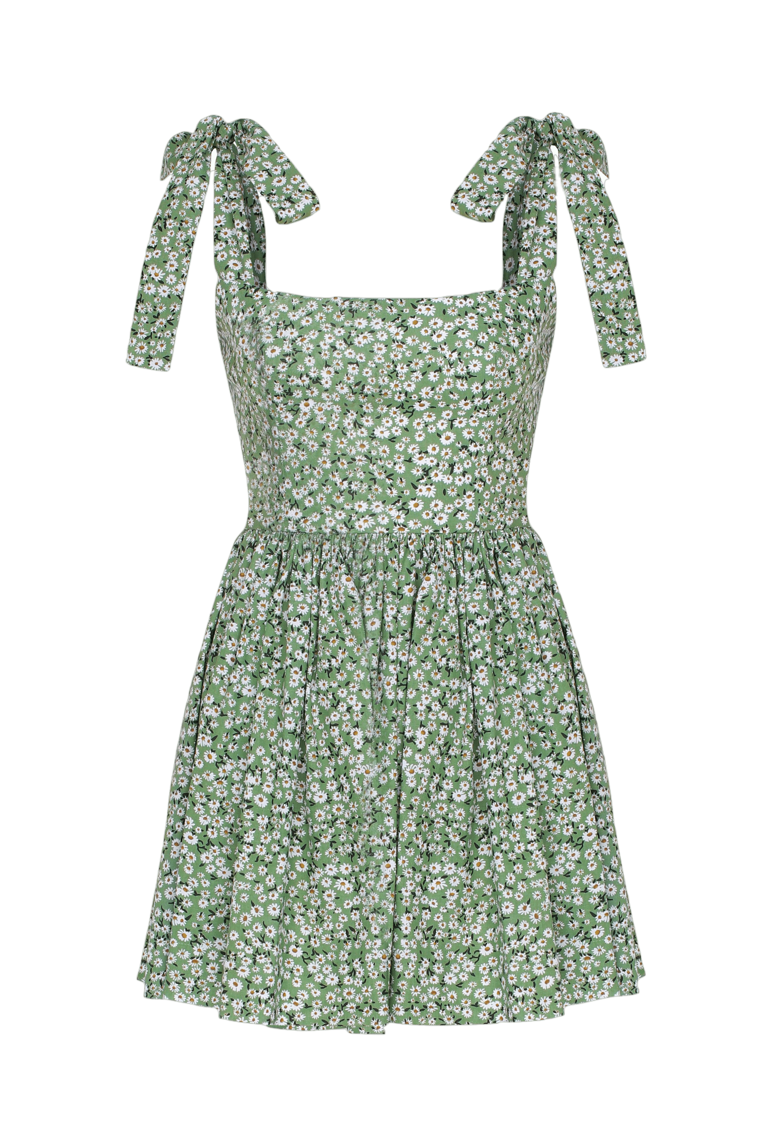 Audree Floral Print Poplin Mini Dress in Spring Green made by Nazli Ceren