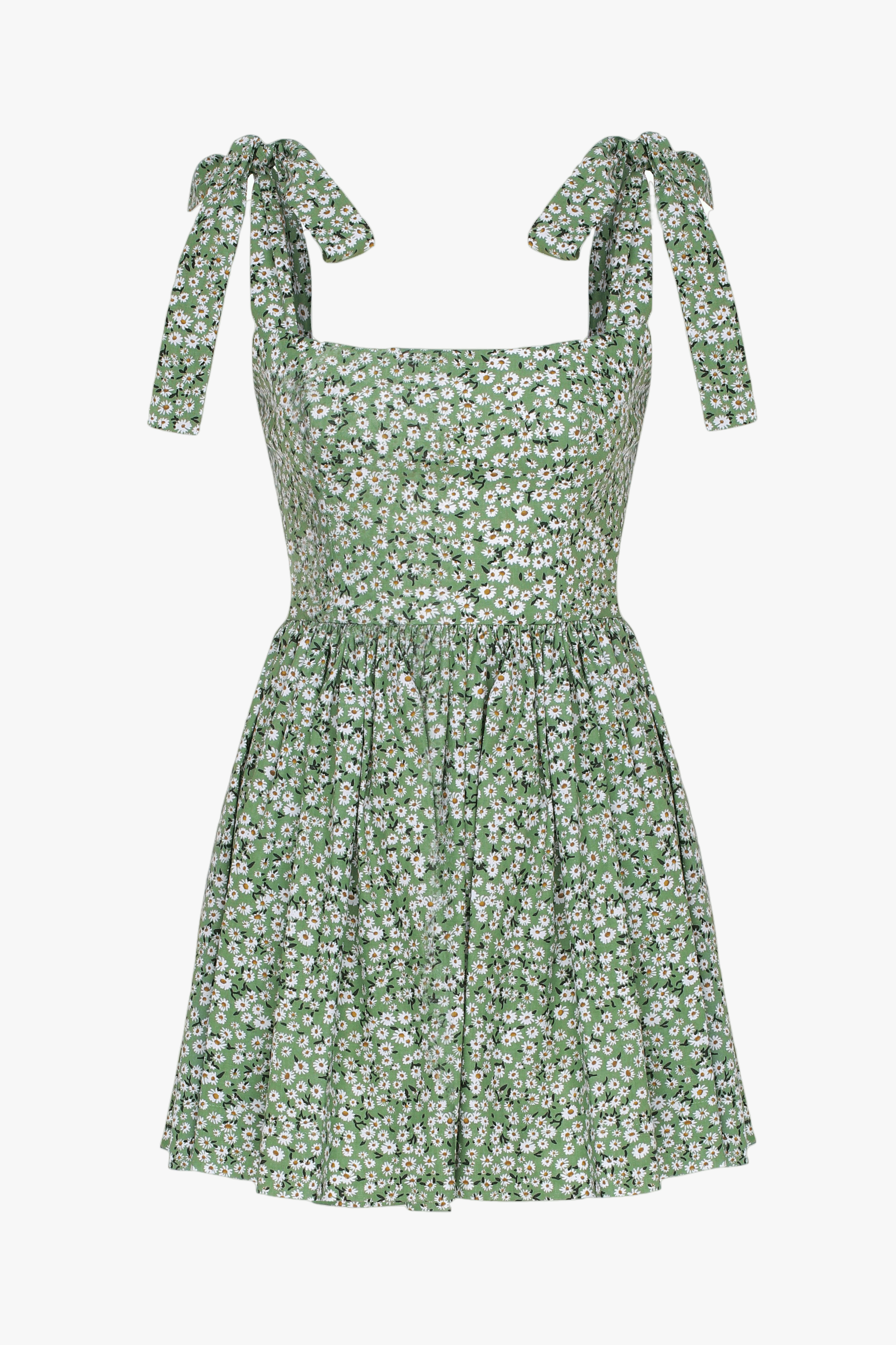 Audree Floral Print Poplin Mini Dress in Spring Green made by Nazli Ceren
