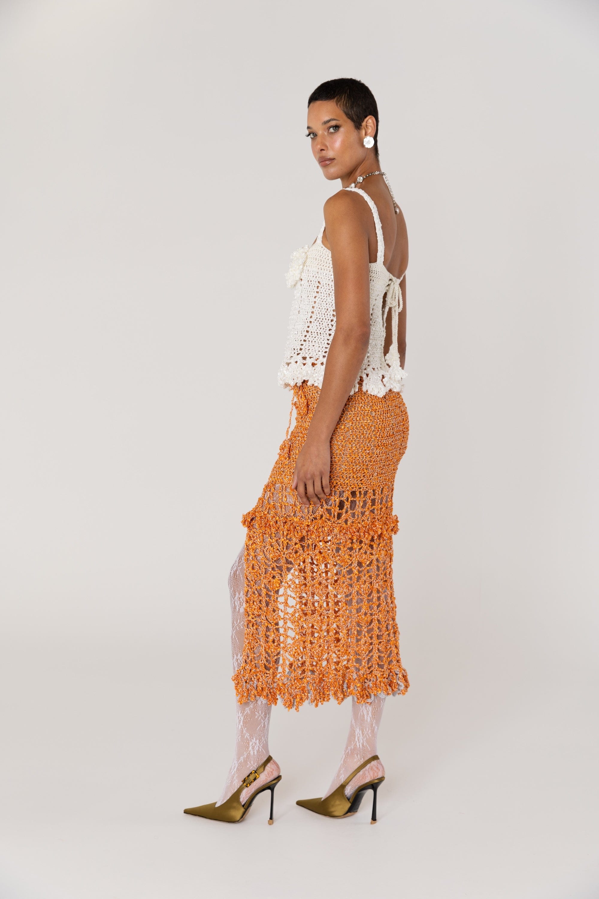 Chrysanthemum White Handmade Crochet Top made by ANDREEVA