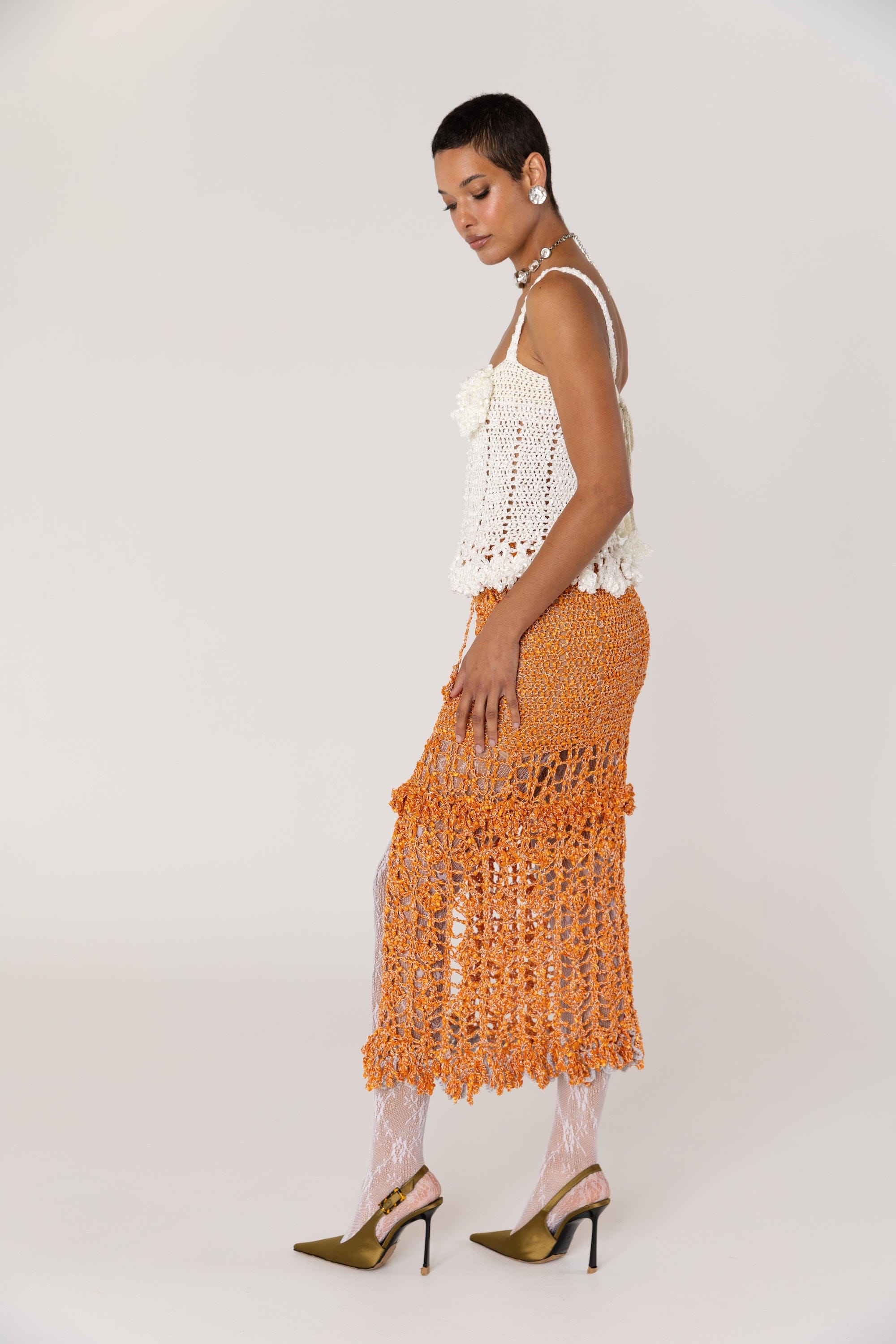 Chrysanthemum White Handmade Crochet Top made by ANDREEVA