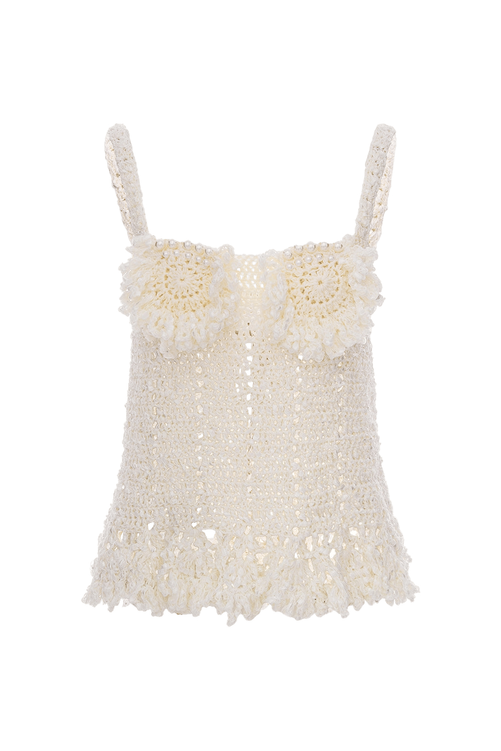 Chrysanthemum White Handmade Crochet Top made by ANDREEVA