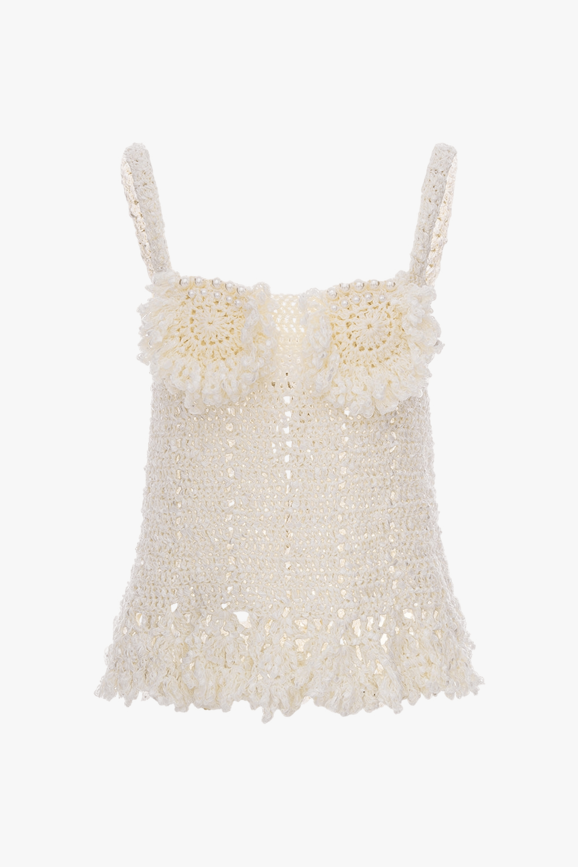 Chrysanthemum White Handmade Crochet Top made by ANDREEVA