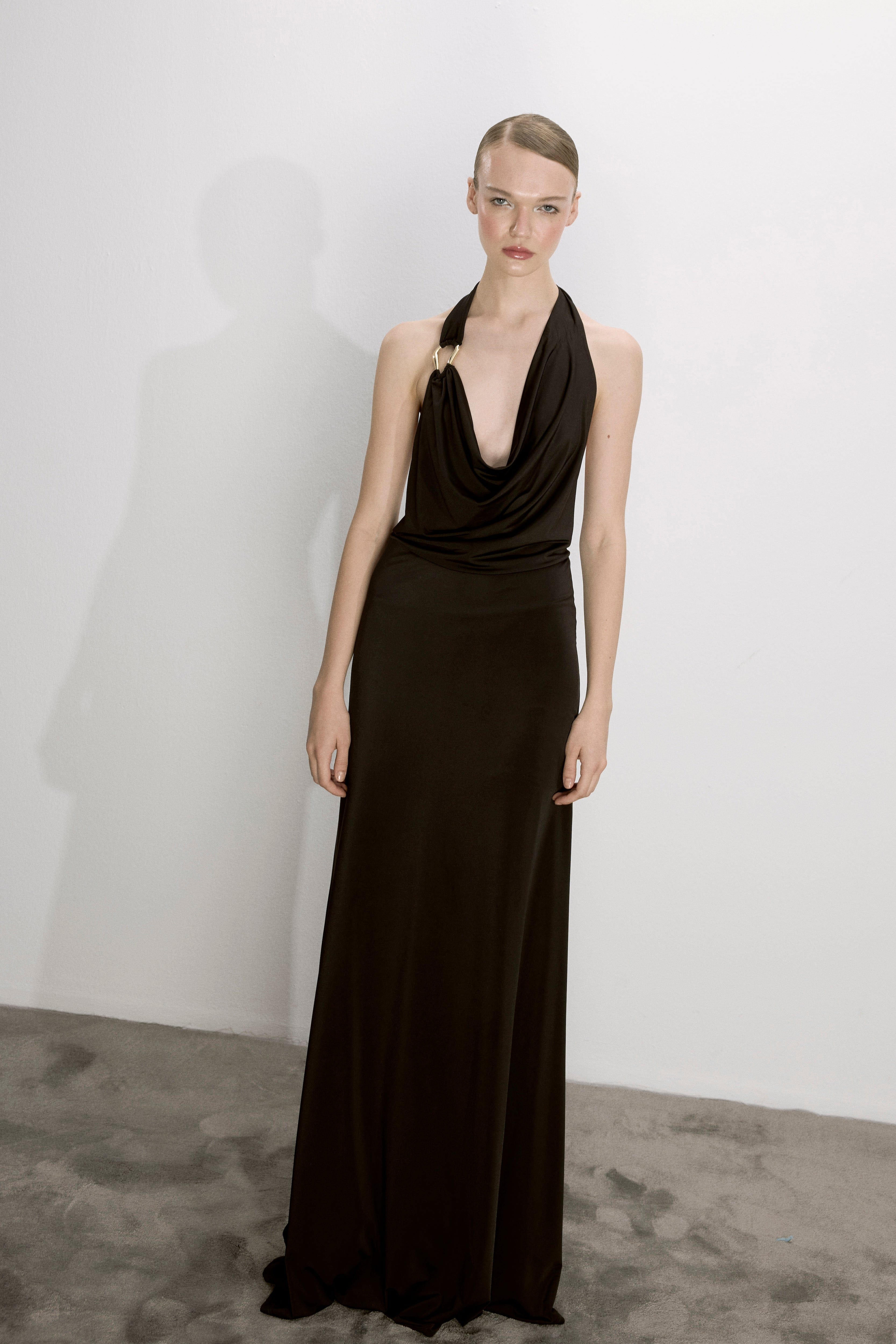 Dakota Long Jersey Dress In Black made by Nazli Ceren