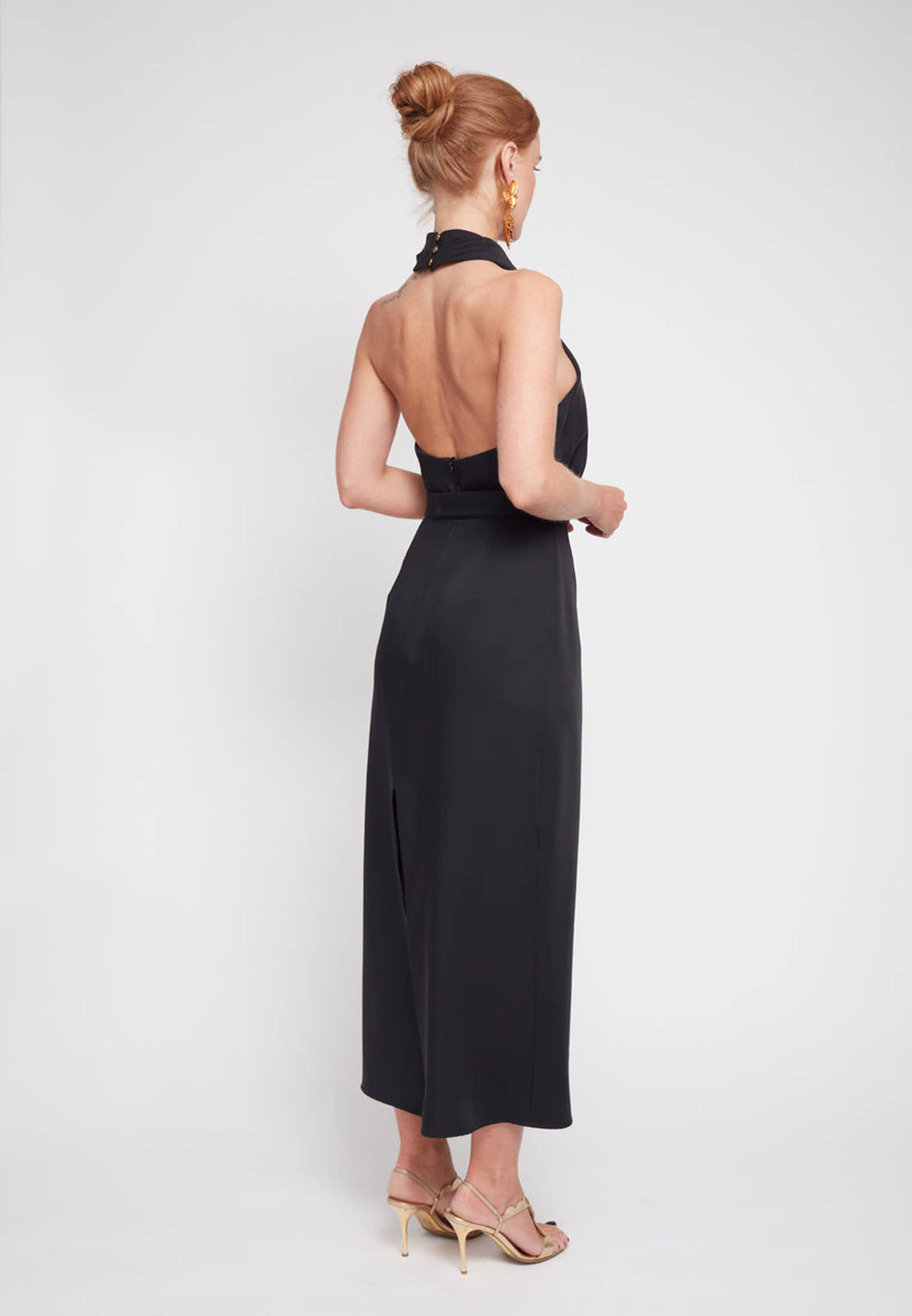 CELIA black X neck midi party dress made by UNDRESS