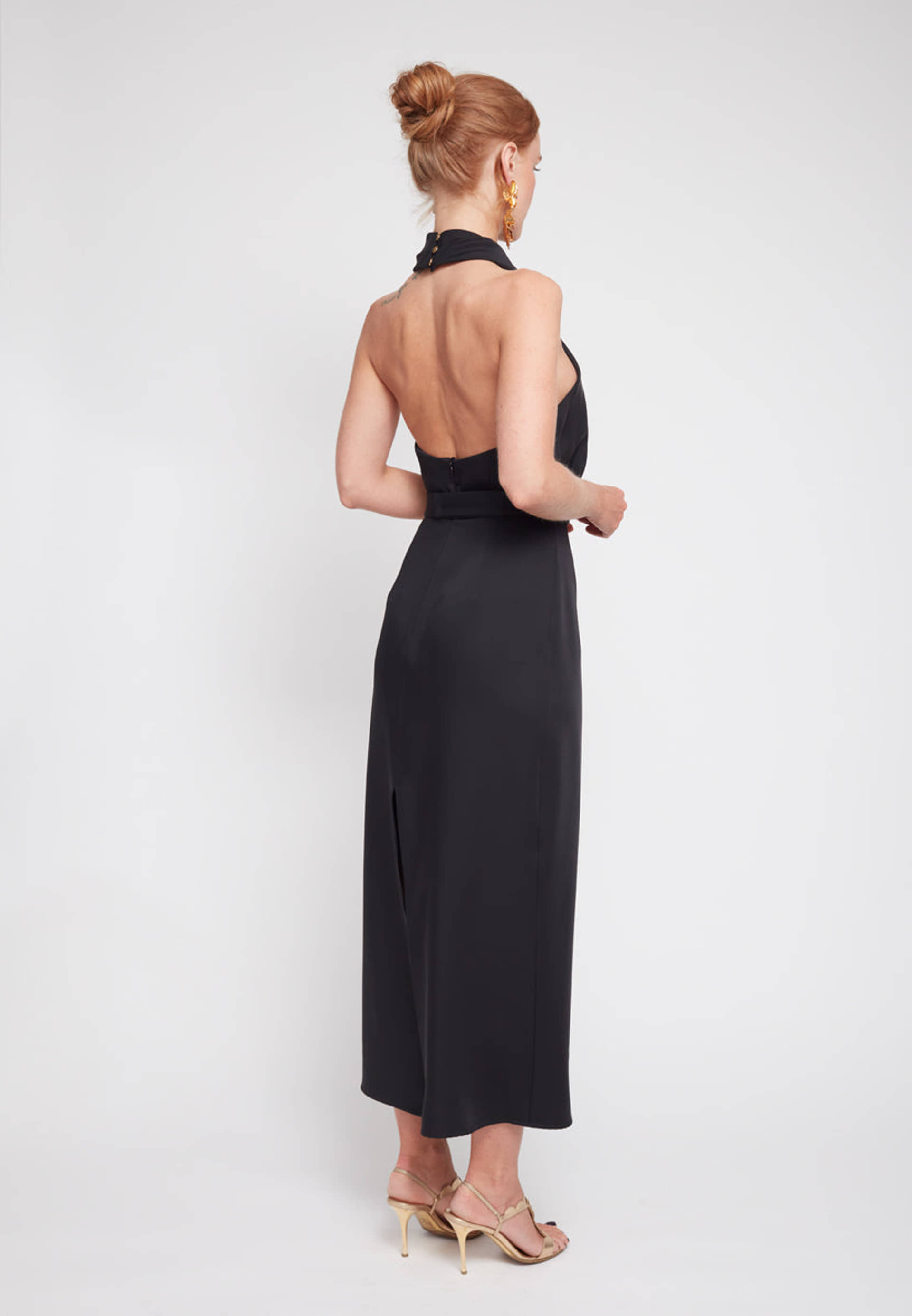 CELIA black X neck midi party dress made by UNDRESS