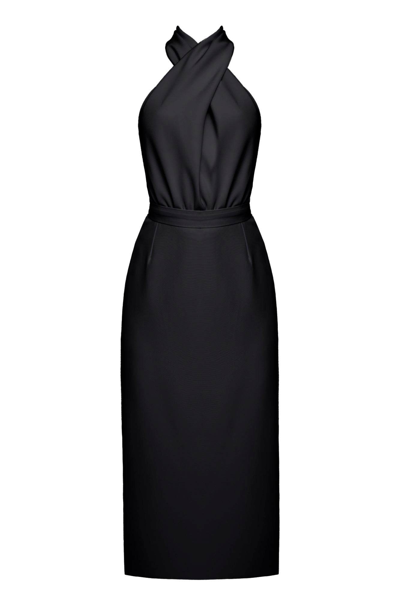 CELIA black X neck midi party dress made by UNDRESS