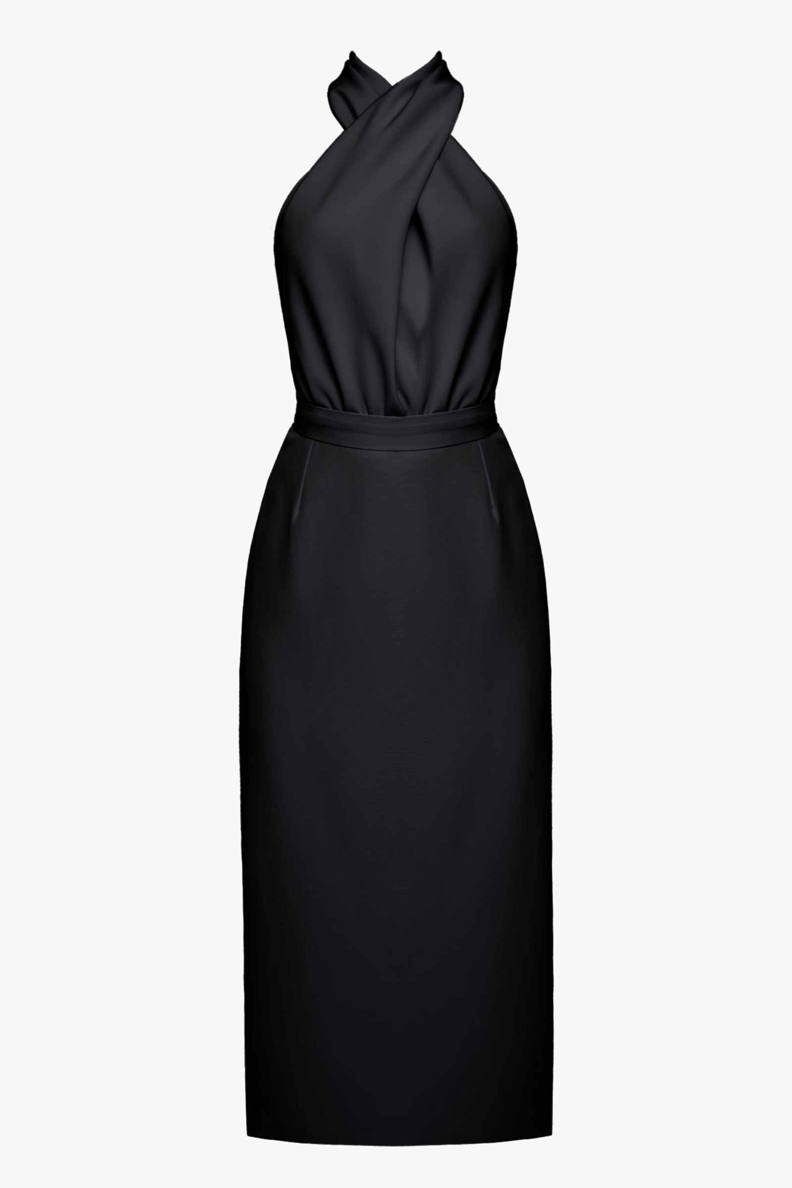 CELIA black X neck midi party dress made by UNDRESS