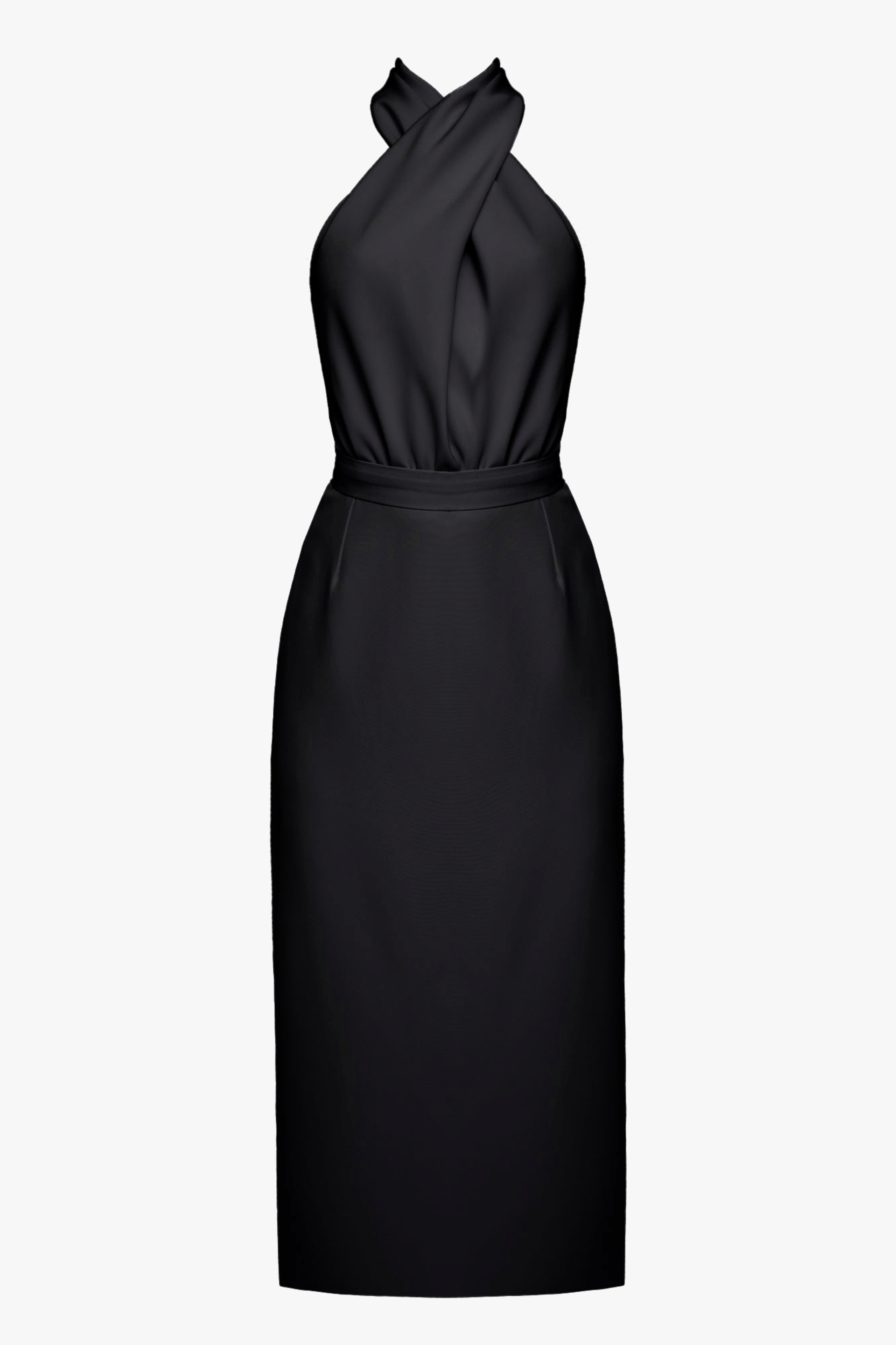 CELIA black X neck midi party dress made by UNDRESS
