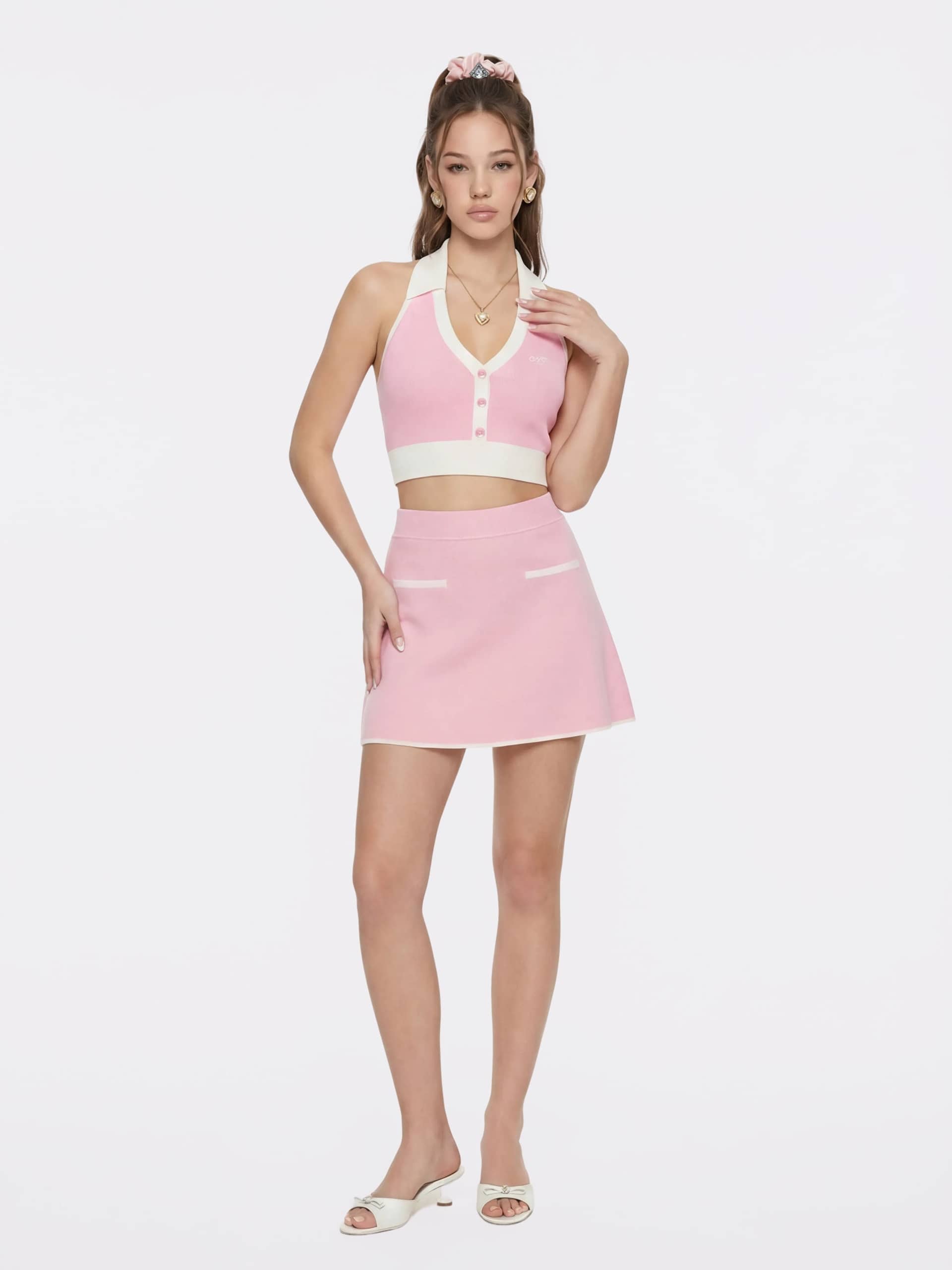 Wilhelmina Contrast A-Line Pink Skirt made by Nana Jacqueline