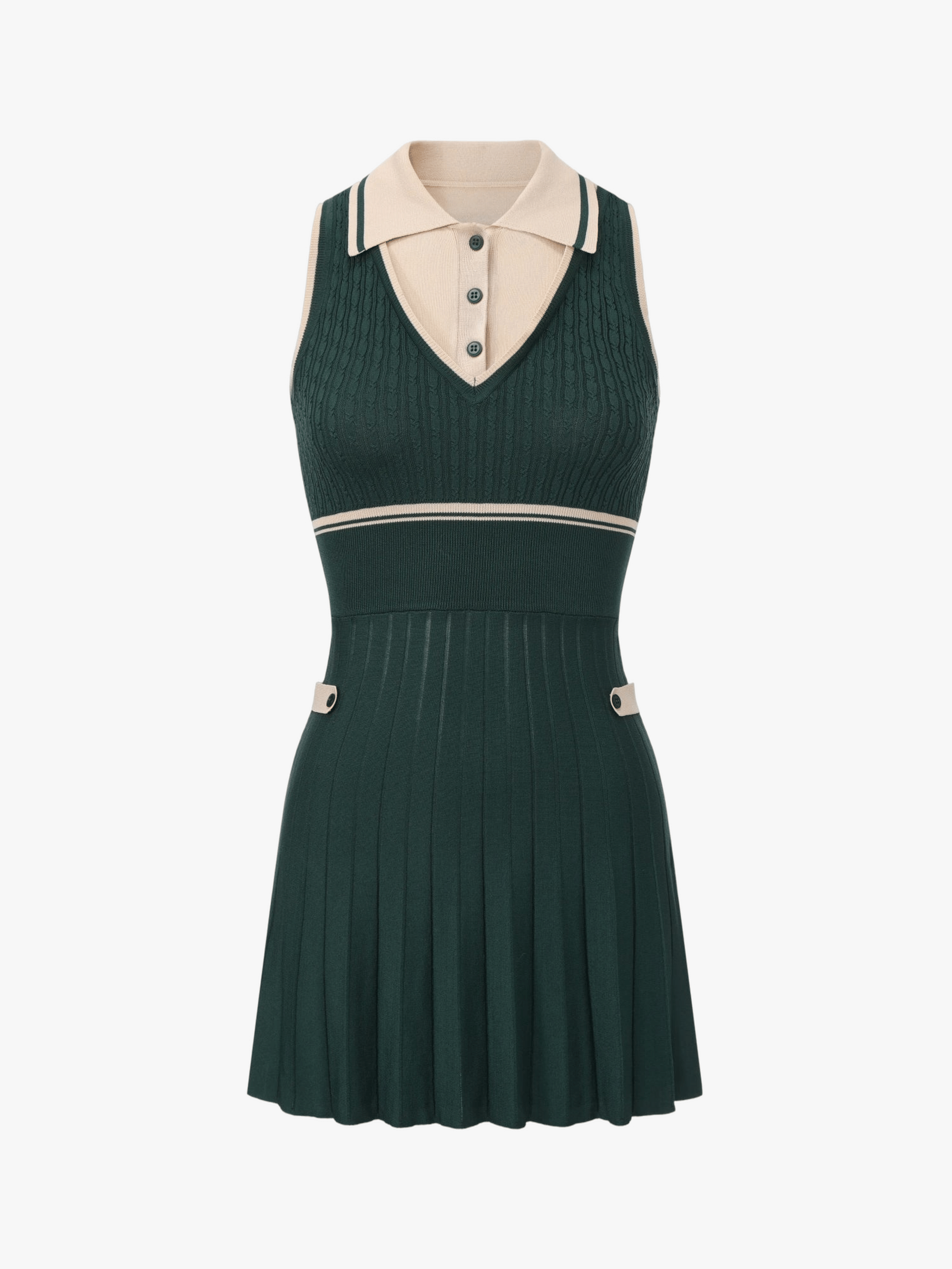 Ivy Colorblock Deep Green Knit Mini Dress made by Nana Jacqueline