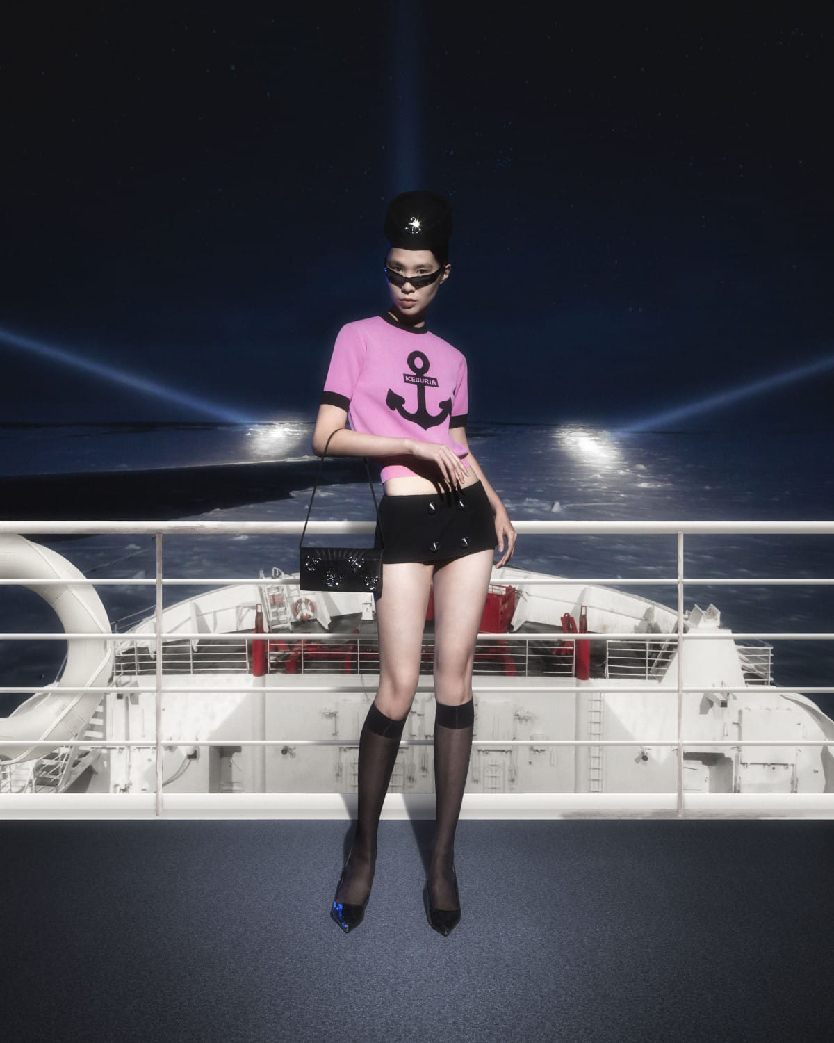 KNIT TOP WITH ANCHOR in Pink made by KEBURIA