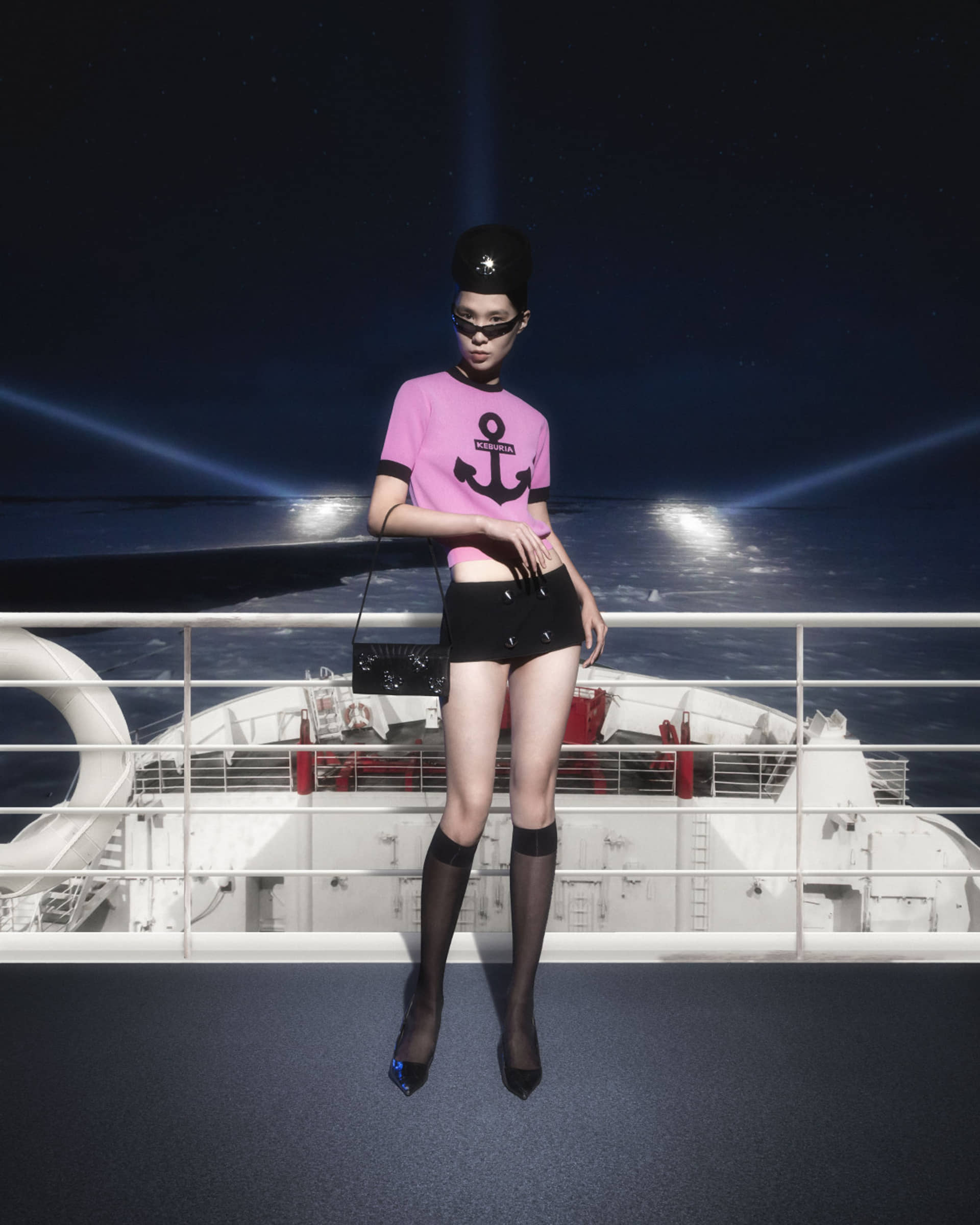 KNIT TOP WITH ANCHOR in Pink made by KEBURIA