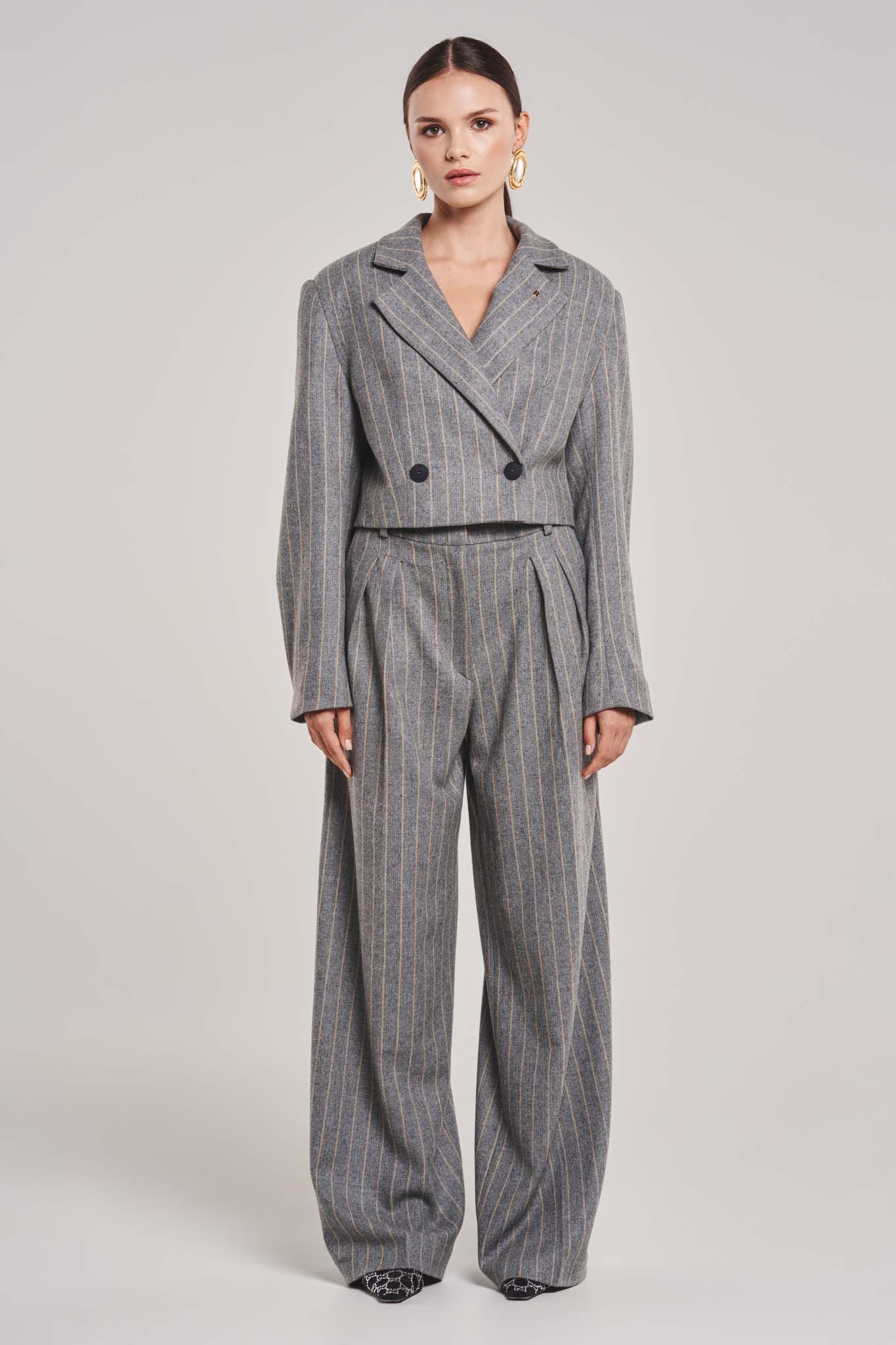 SHORT STRIPED JACKET made by BENU Studio