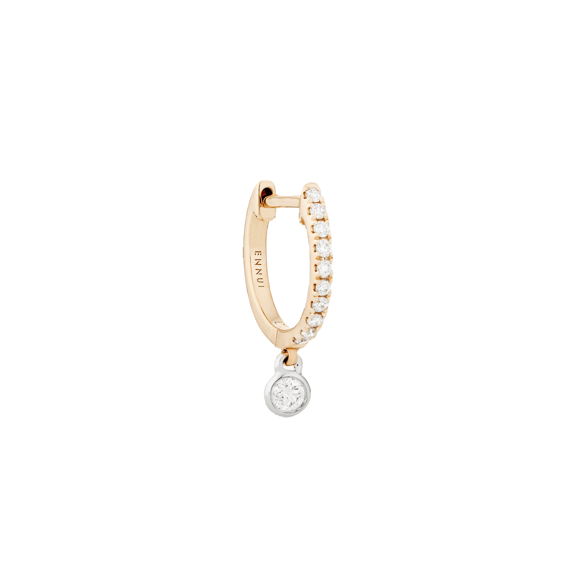 DIAMOND PENDANT HOOP - WHITE DIAMOND & PLAIN WHITE/YELLOW GOLD - 11mm made by ENNUI