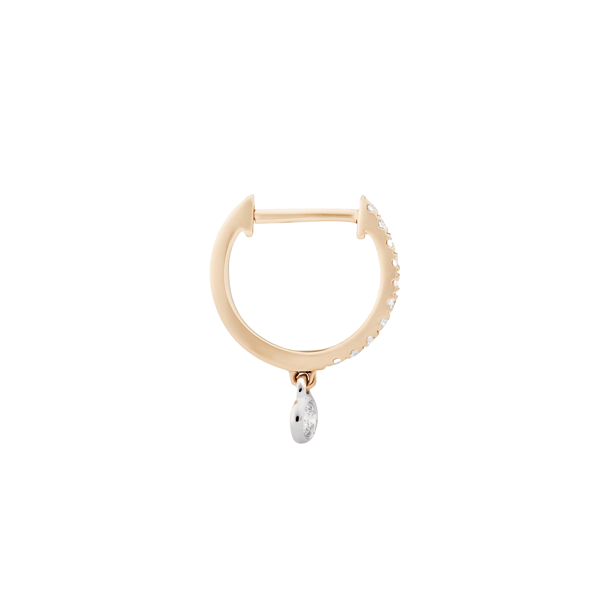 DIAMOND PENDANT HOOP - WHITE DIAMOND & PLAIN WHITE/YELLOW GOLD - 11mm made by ENNUI