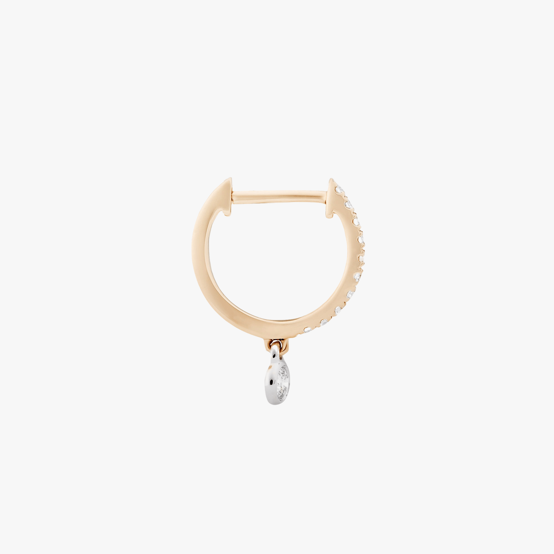 DIAMOND PENDANT HOOP - WHITE DIAMOND & PLAIN WHITE/YELLOW GOLD - 11mm made by ENNUI