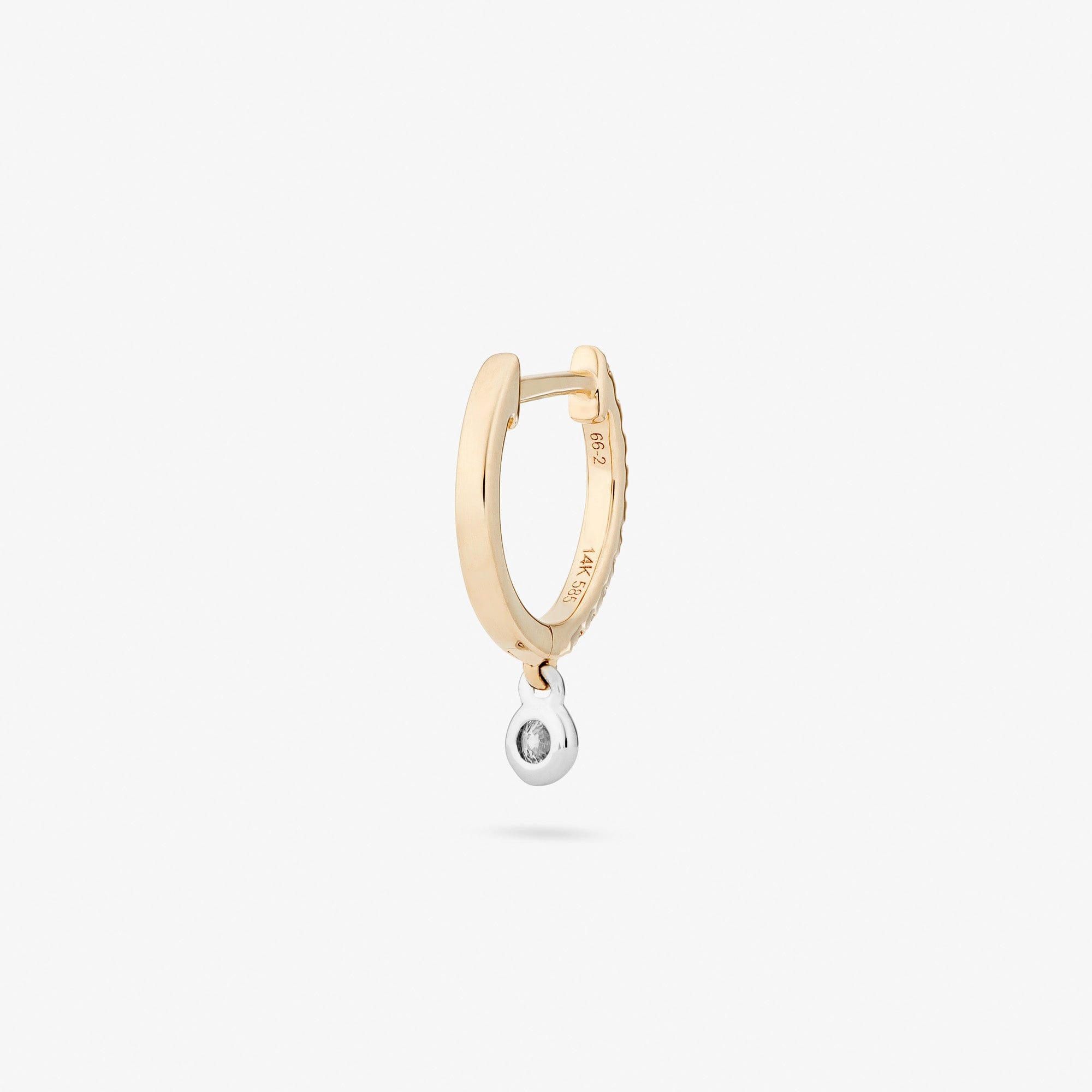 DIAMOND PENDANT HOOP - WHITE DIAMOND & PLAIN WHITE/YELLOW GOLD - 11mm made by ENNUI