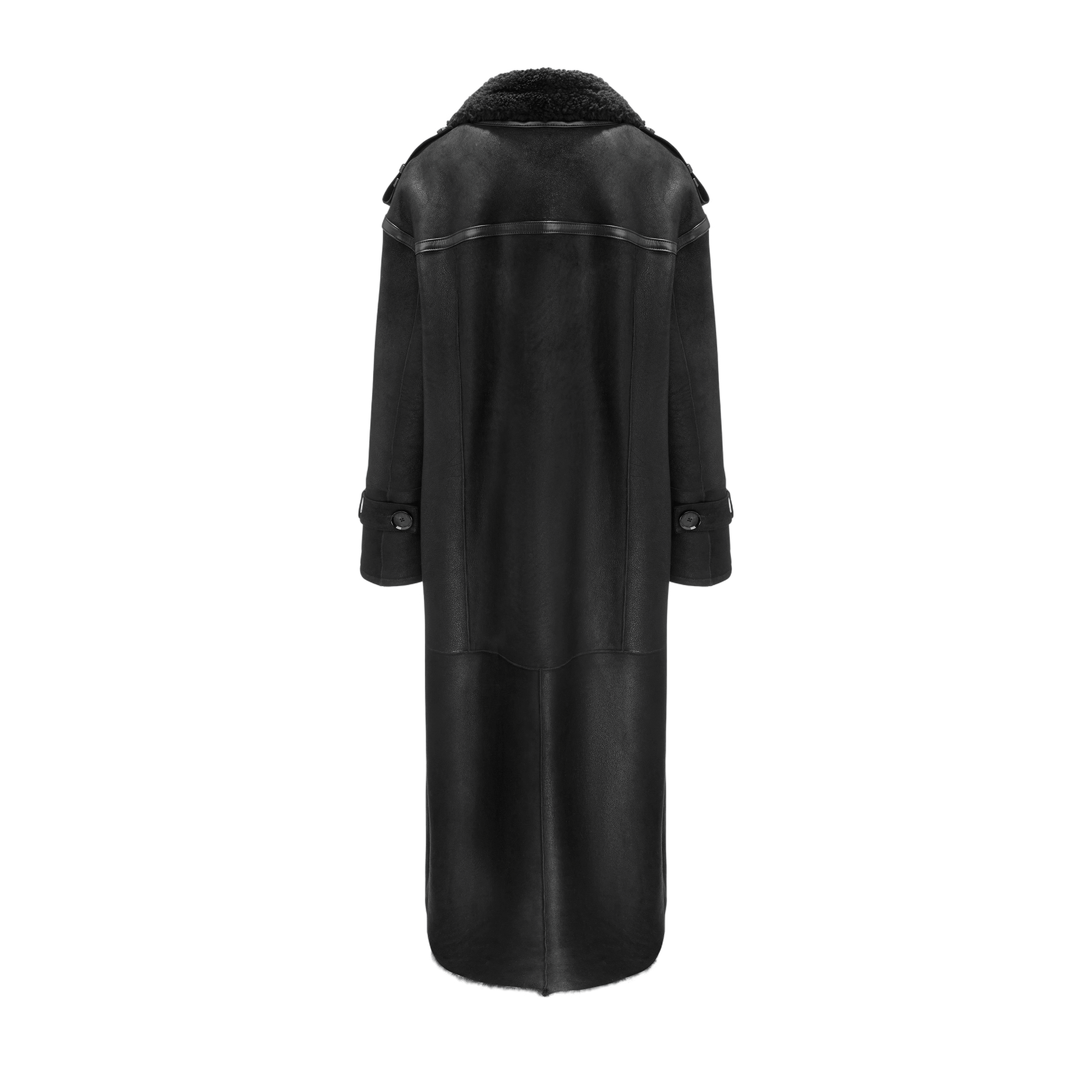 Double Breasted Lamb Leather Coat In Black made by YAVORSKA