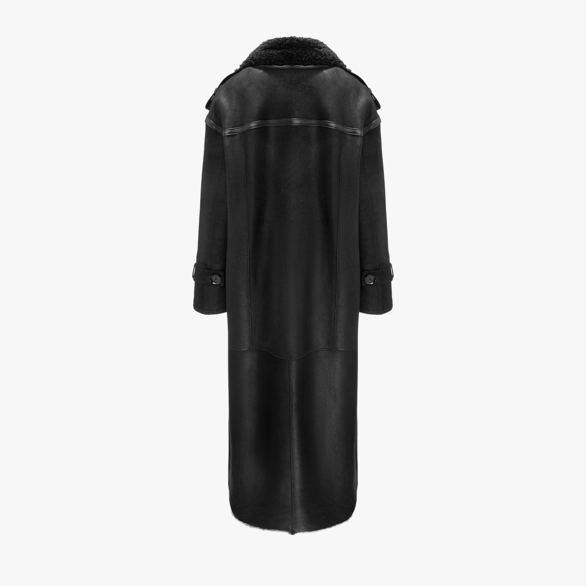 Double Breasted Lamb Leather Coat In Black made by YAVORSKA