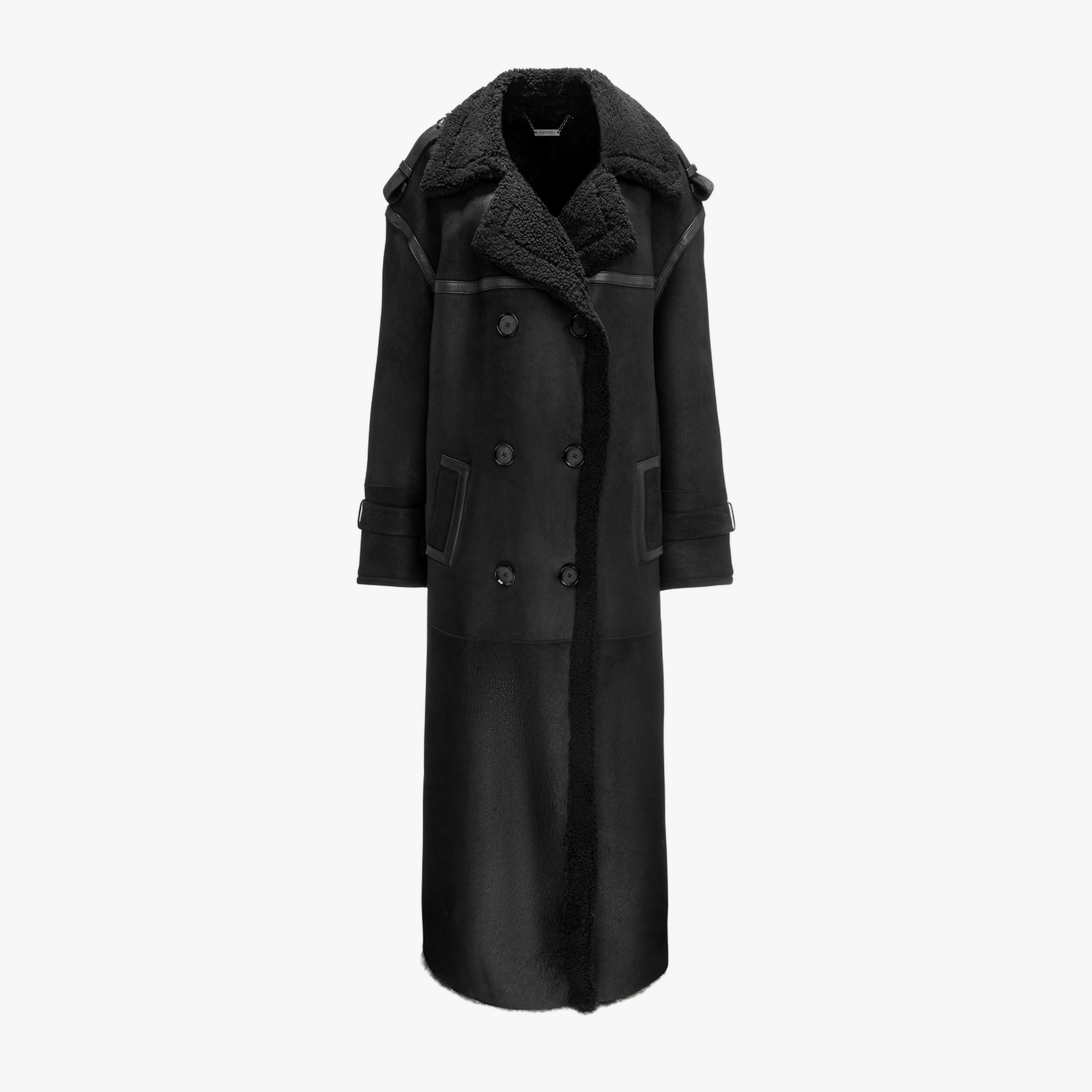 Double Breasted Lamb Leather Coat In Black made by YAVORSKA