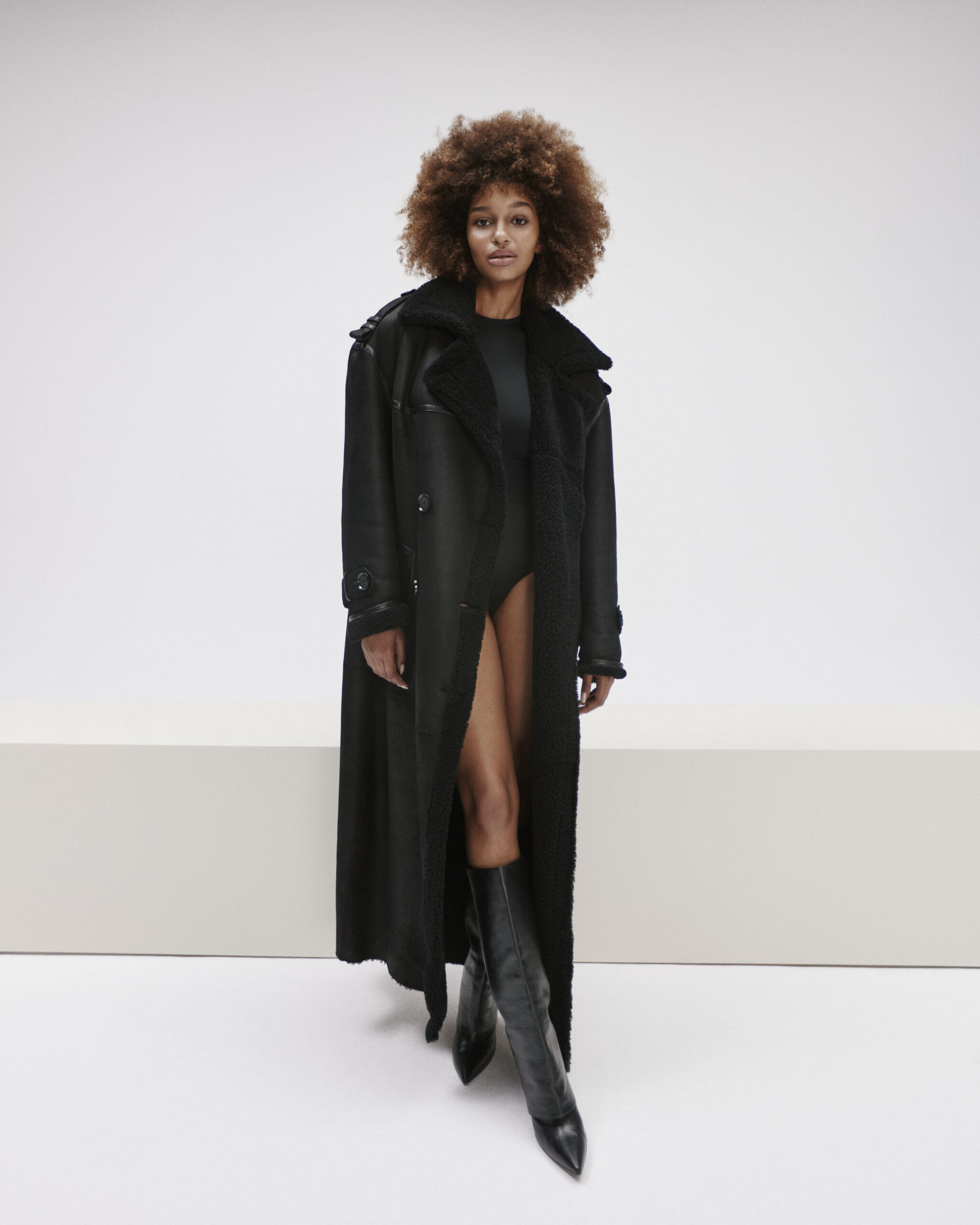 Double Breasted Lamb Leather Coat In Black made by YAVORSKA