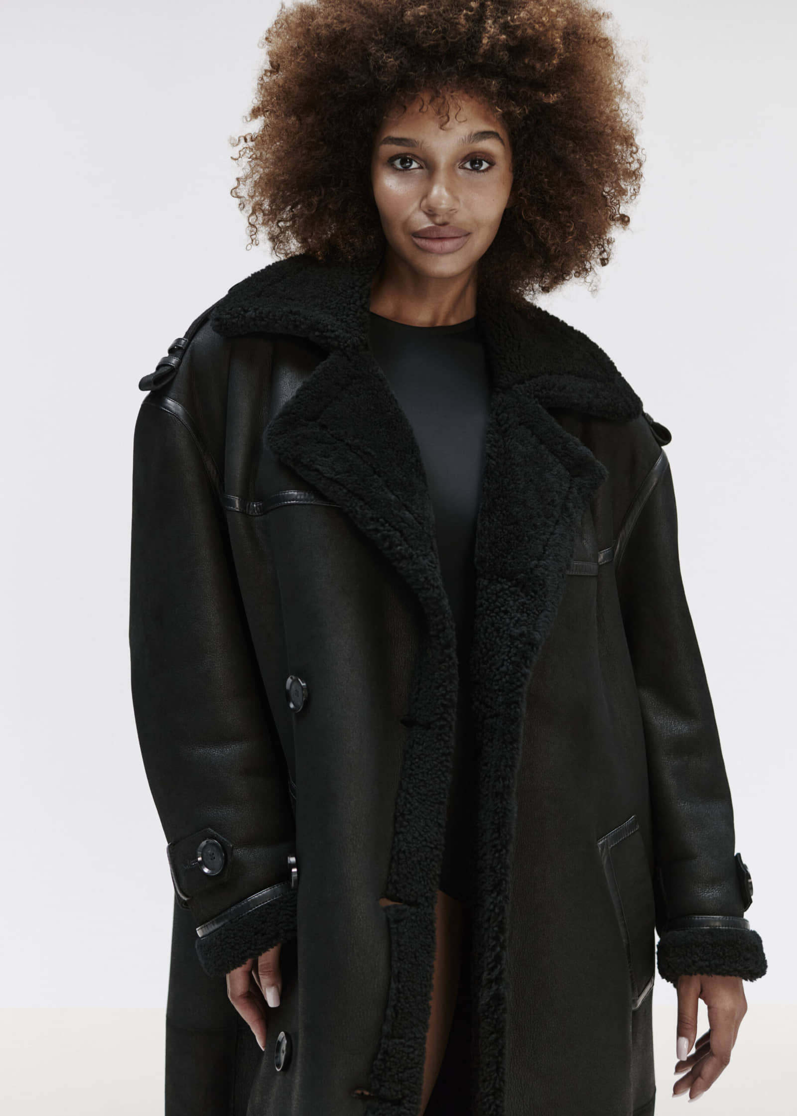 Double Breasted Lamb Leather Coat In Black made by YAVORSKA