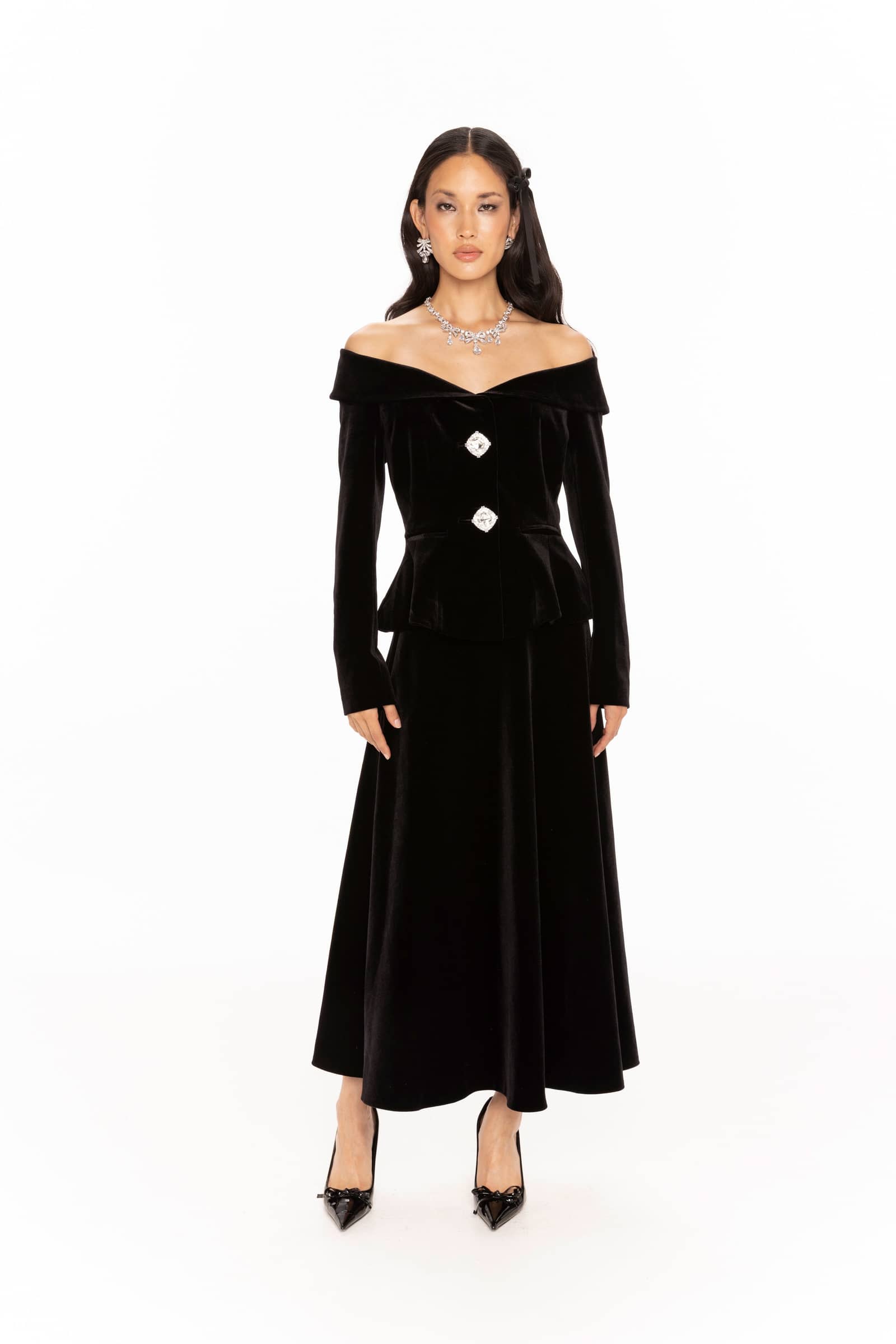 Blaire Velvet Maxi Skirt (Black) made by Nana Jacqueline