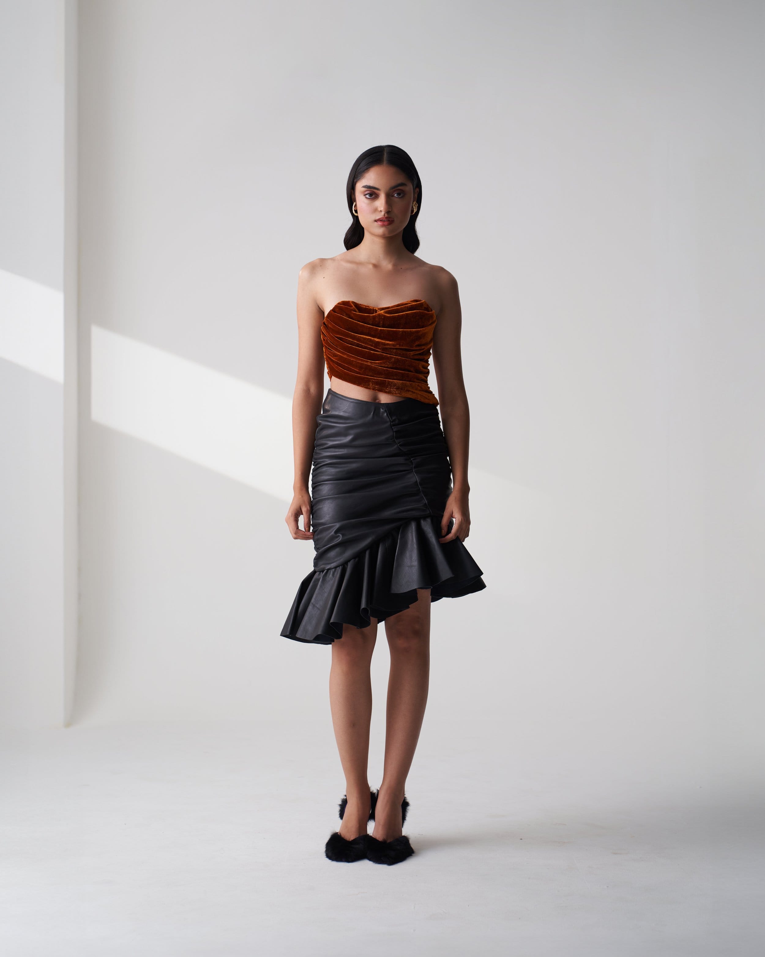 Asymmetric Leather Skirt made by Szabo Sihag