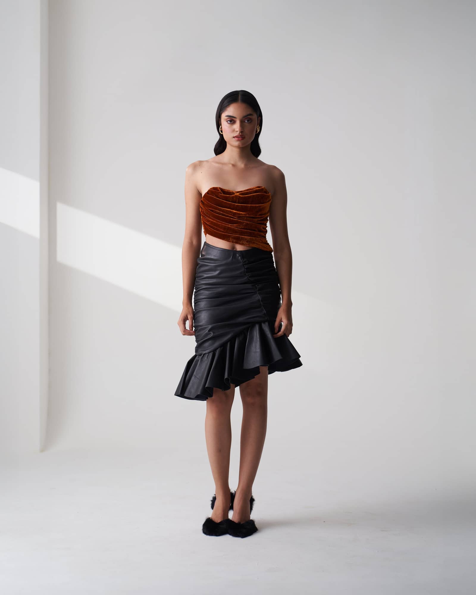 Asymmetric Leather Skirt made by Szabo Sihag