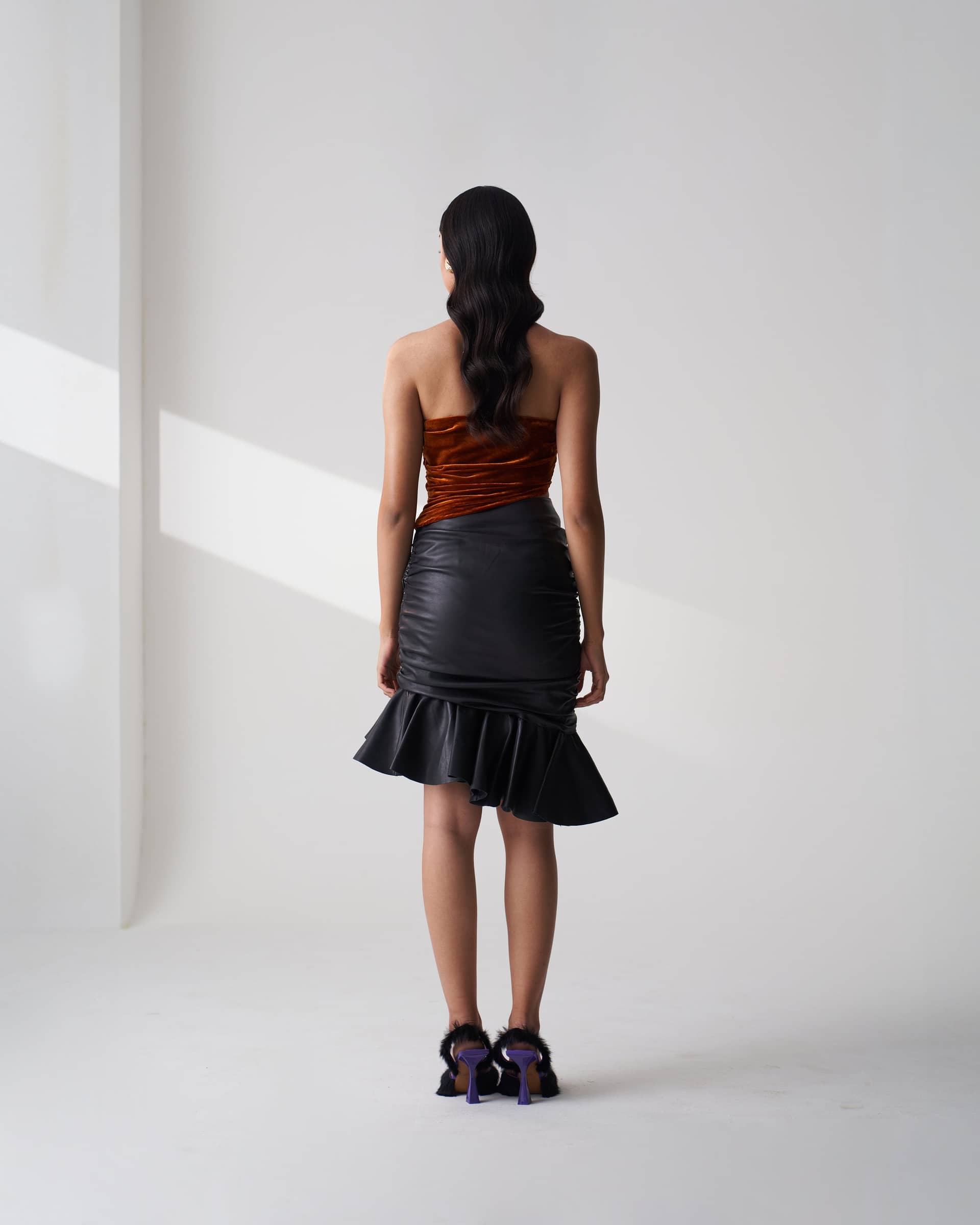 Asymmetric Leather Skirt made by Szabo Sihag