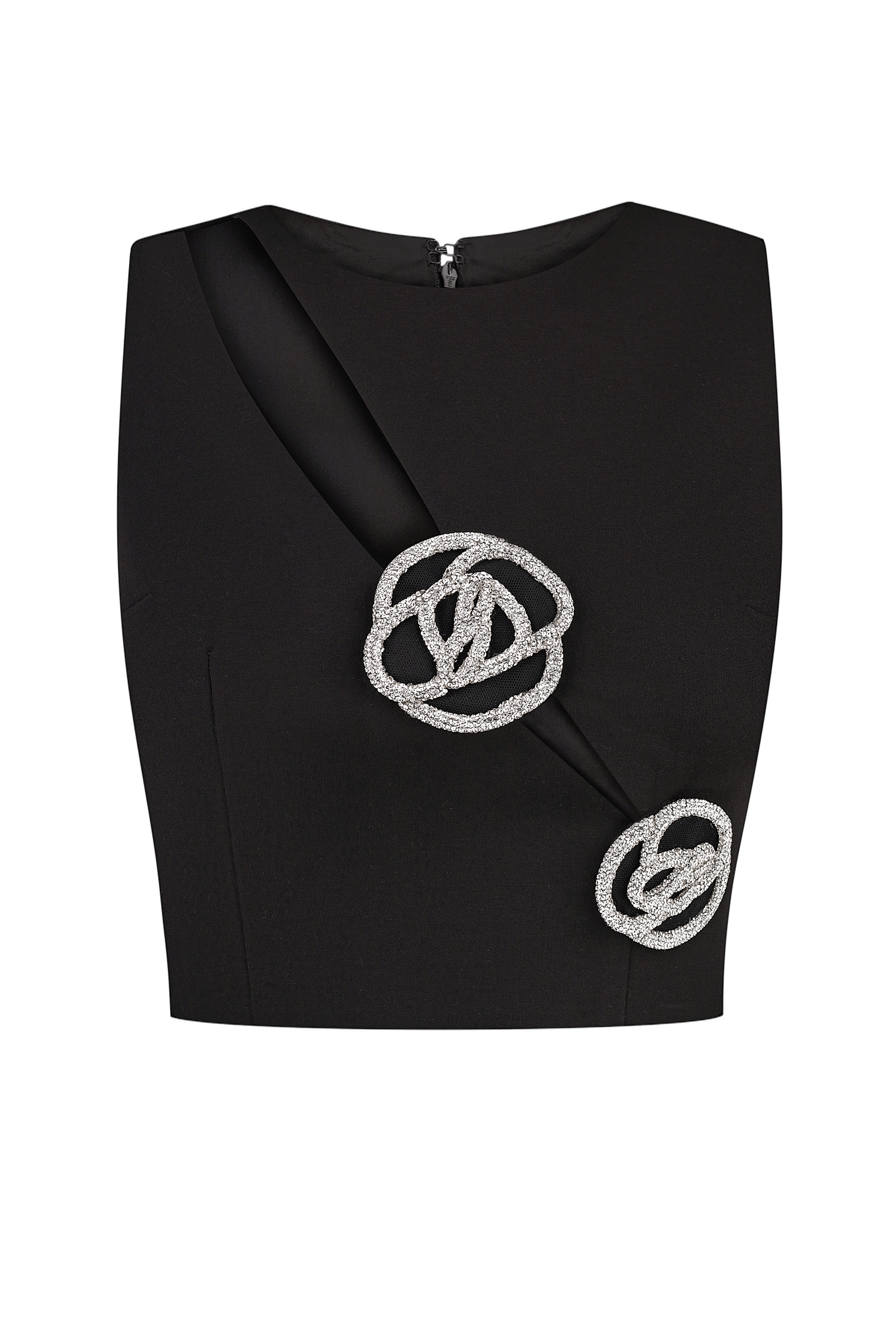 Crystal Rose Embellished Top With Side Cut-Out made by NDS The Label