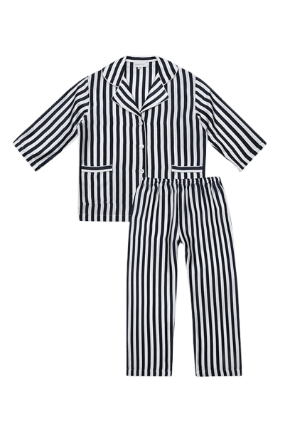 Stripe Kid's Pajama Set in Cobalt Blue made by MANITO