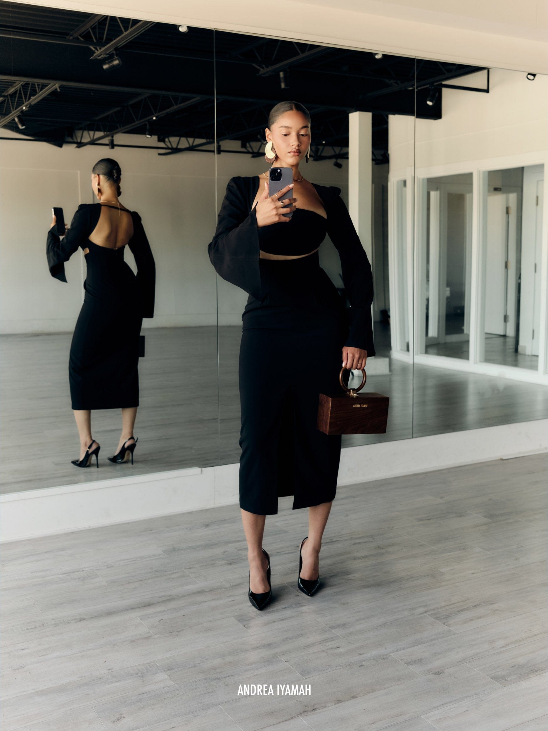NITA MIDI DRESS - BLACK made by Andrea Iyamah