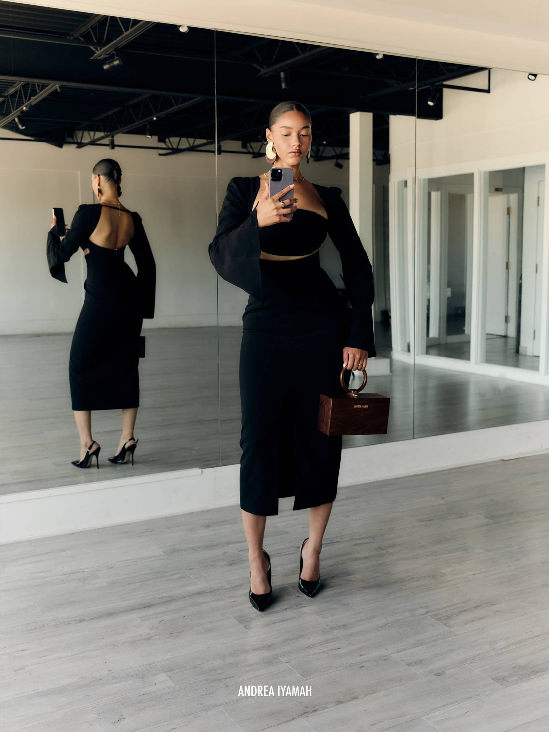 NITA MIDI DRESS - BLACK made by Andrea Iyamah
