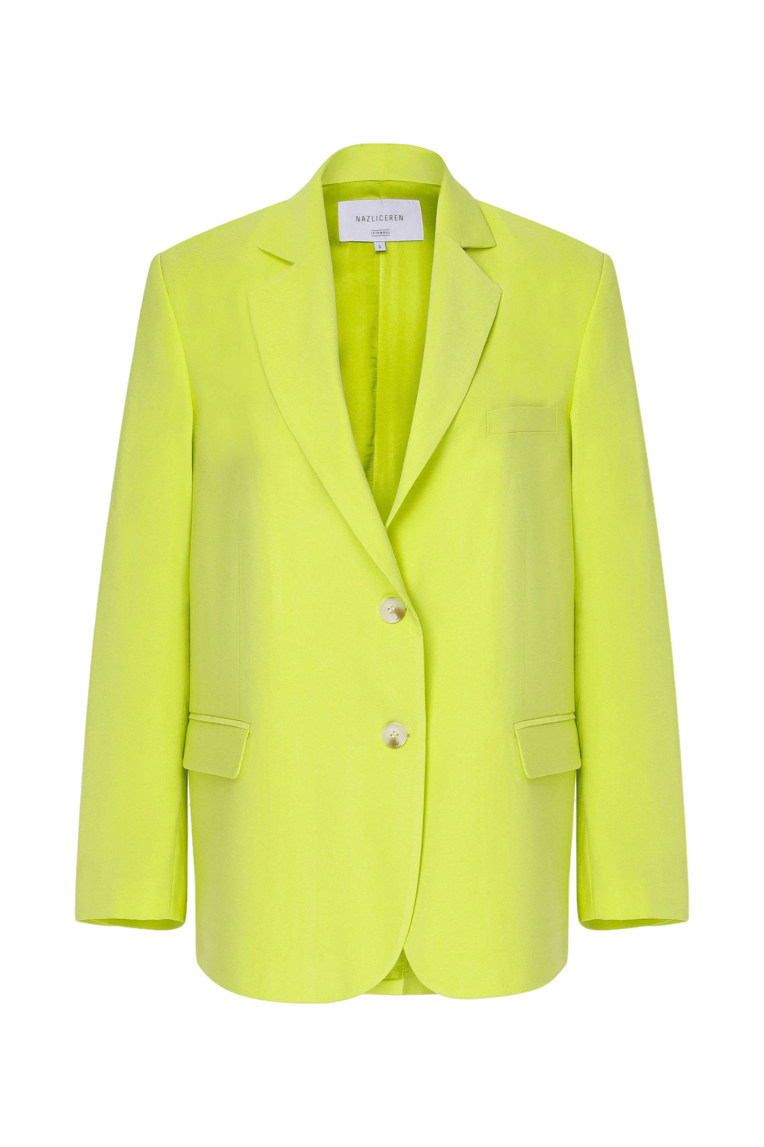 Boxy Oversize Blazer in Lime made by Nazli Ceren