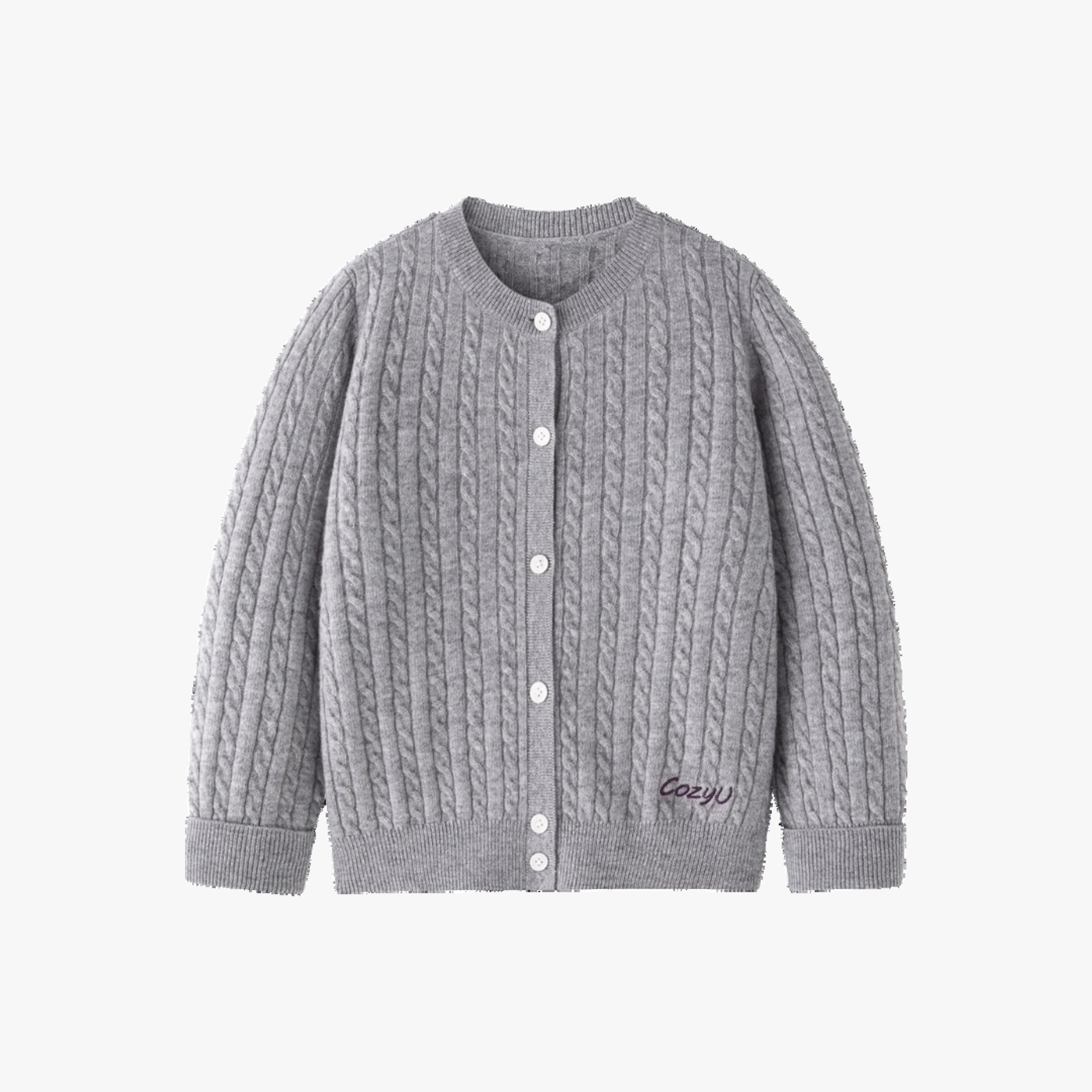 Classic Extra Fine Merino Wool Twist Knit Cardigan | Silver Haze made by CozyU