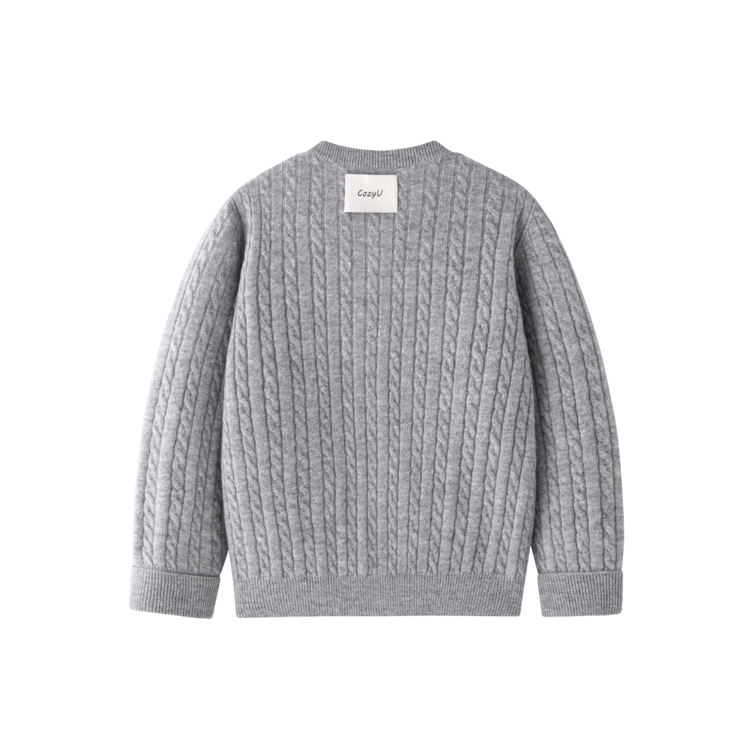 Classic Extra Fine Merino Wool Twist Knit Cardigan | Silver Haze made by CozyU