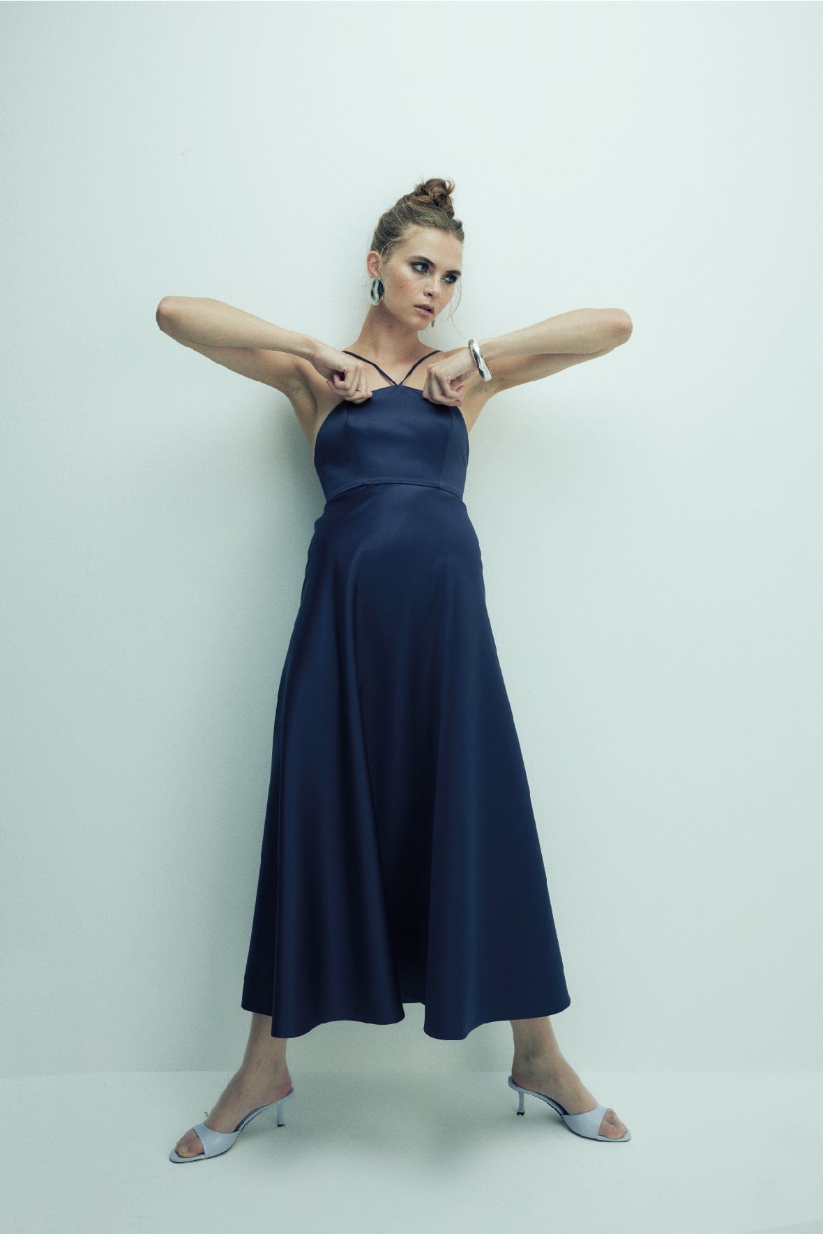 Riley Midi Dress in Midnight Blue made by Nazli Ceren