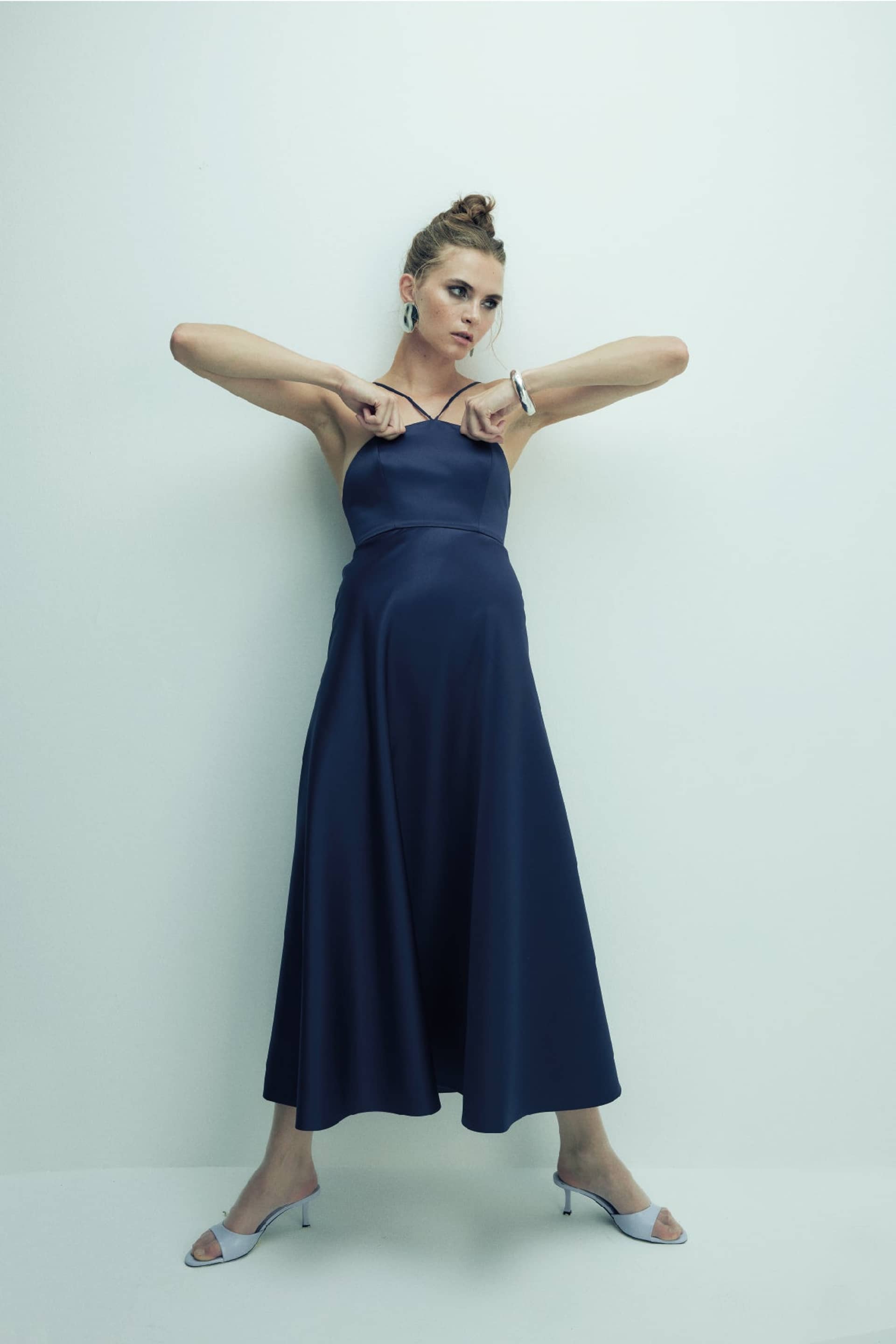 Riley Midi Dress in Midnight Blue made by Nazli Ceren