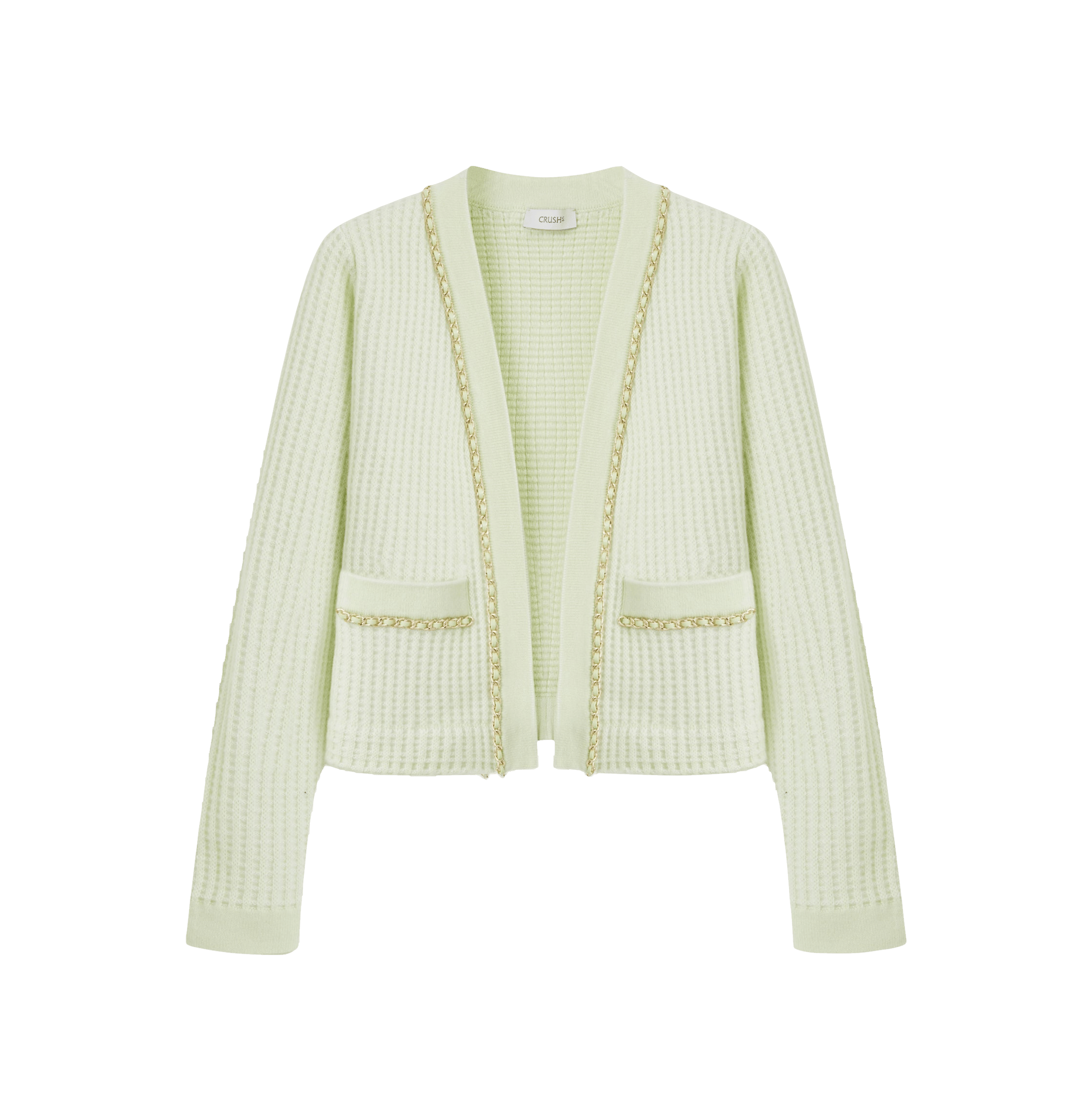 WAFFLE KNIT CASHMERE CARDIGAN in Green made by CRUSH Collection