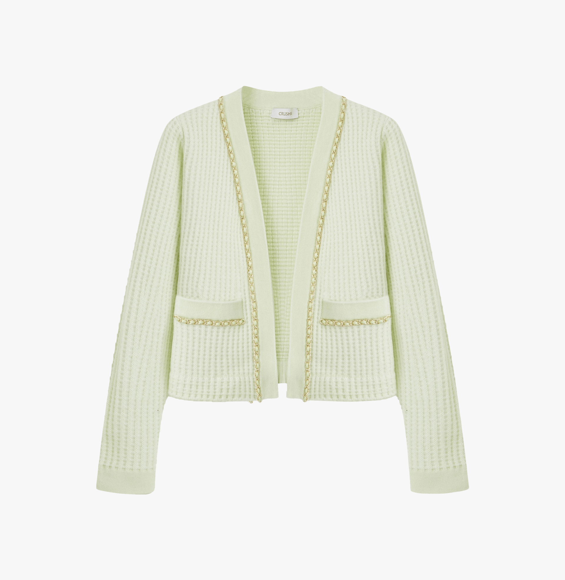 WAFFLE KNIT CASHMERE CARDIGAN in Green made by CRUSH Collection