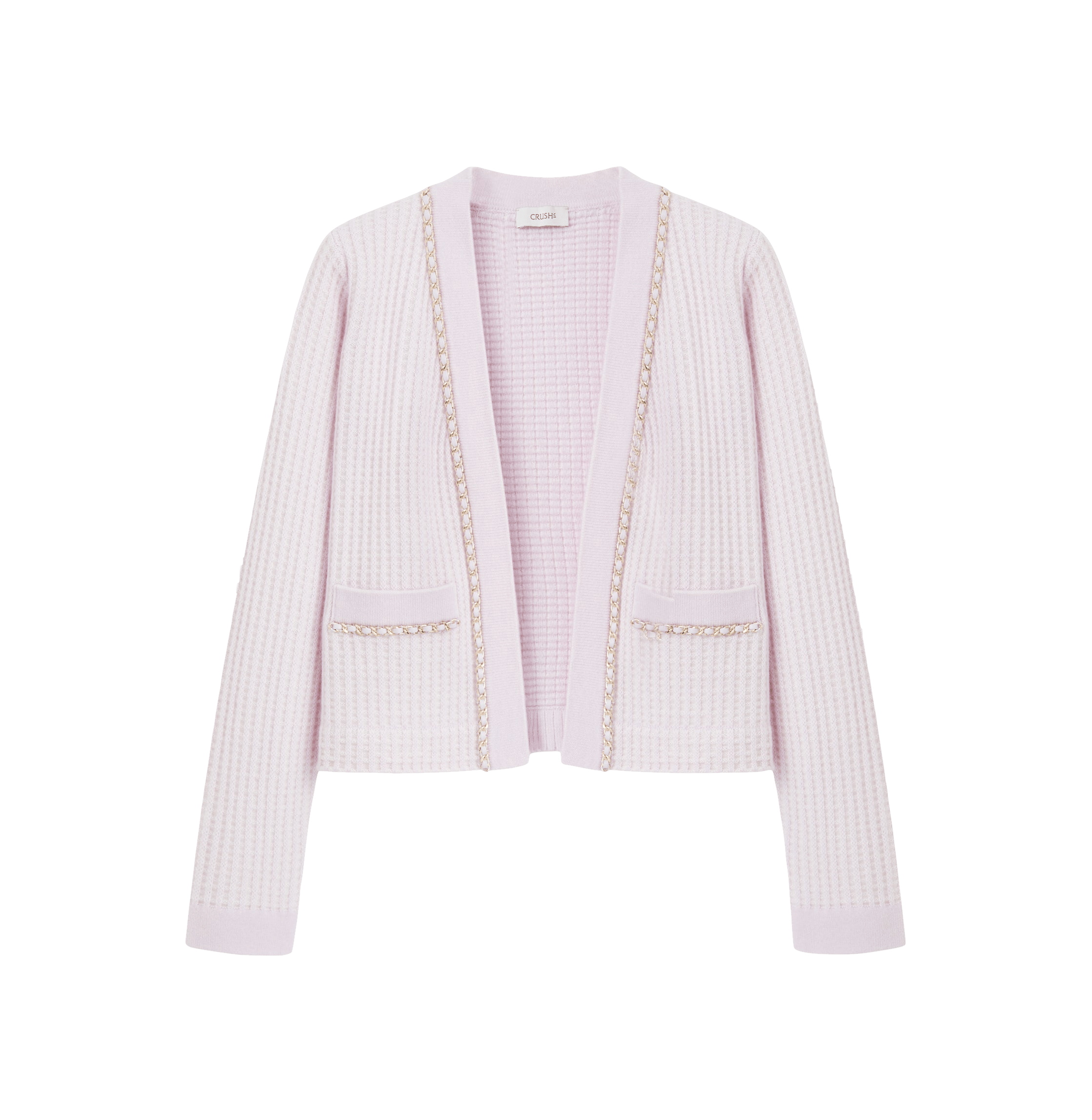 WAFFLE KNIT CASHMERE CARDIGAN in Purple made by CRUSH Collection